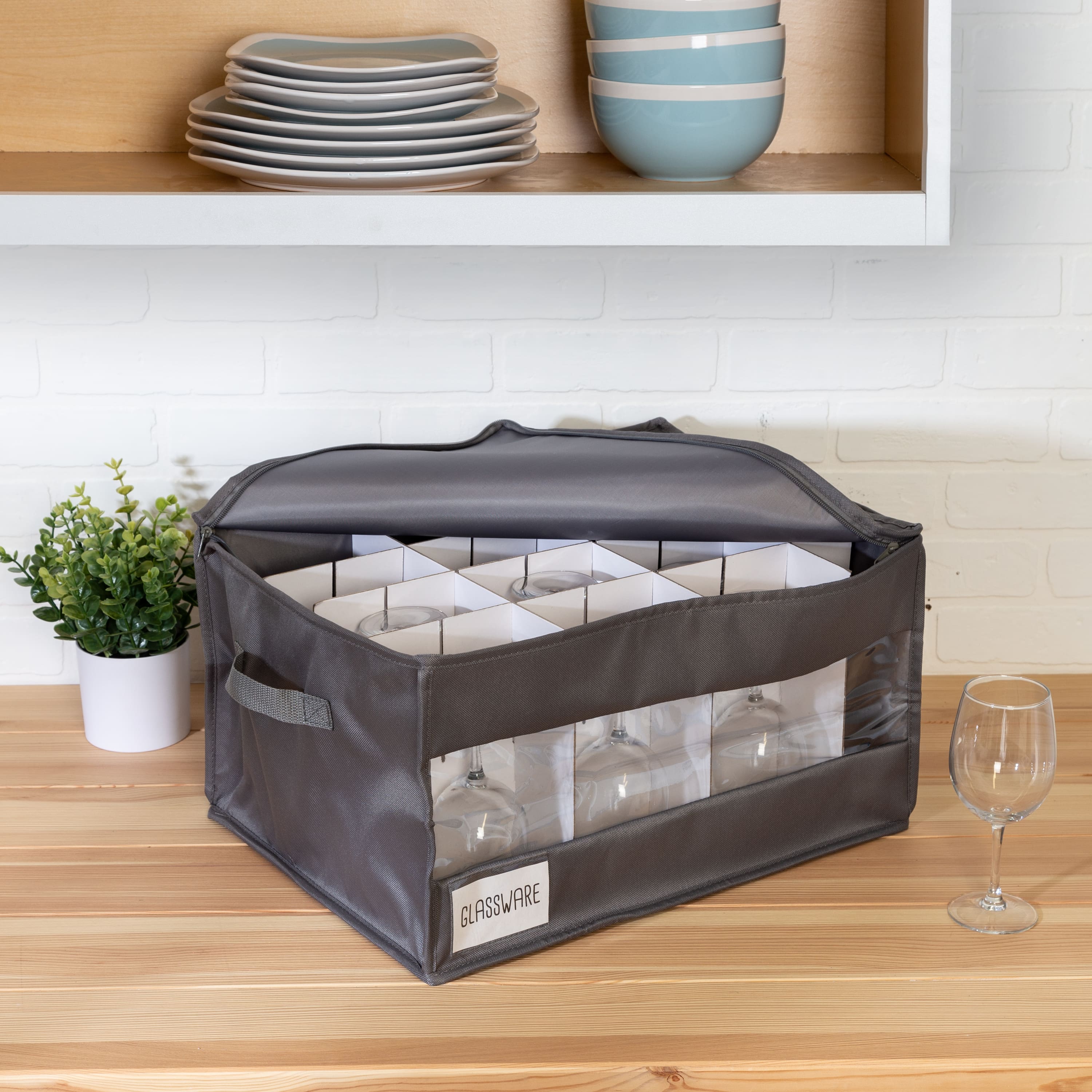 Honey Can Do Gray Stemware Storage Box