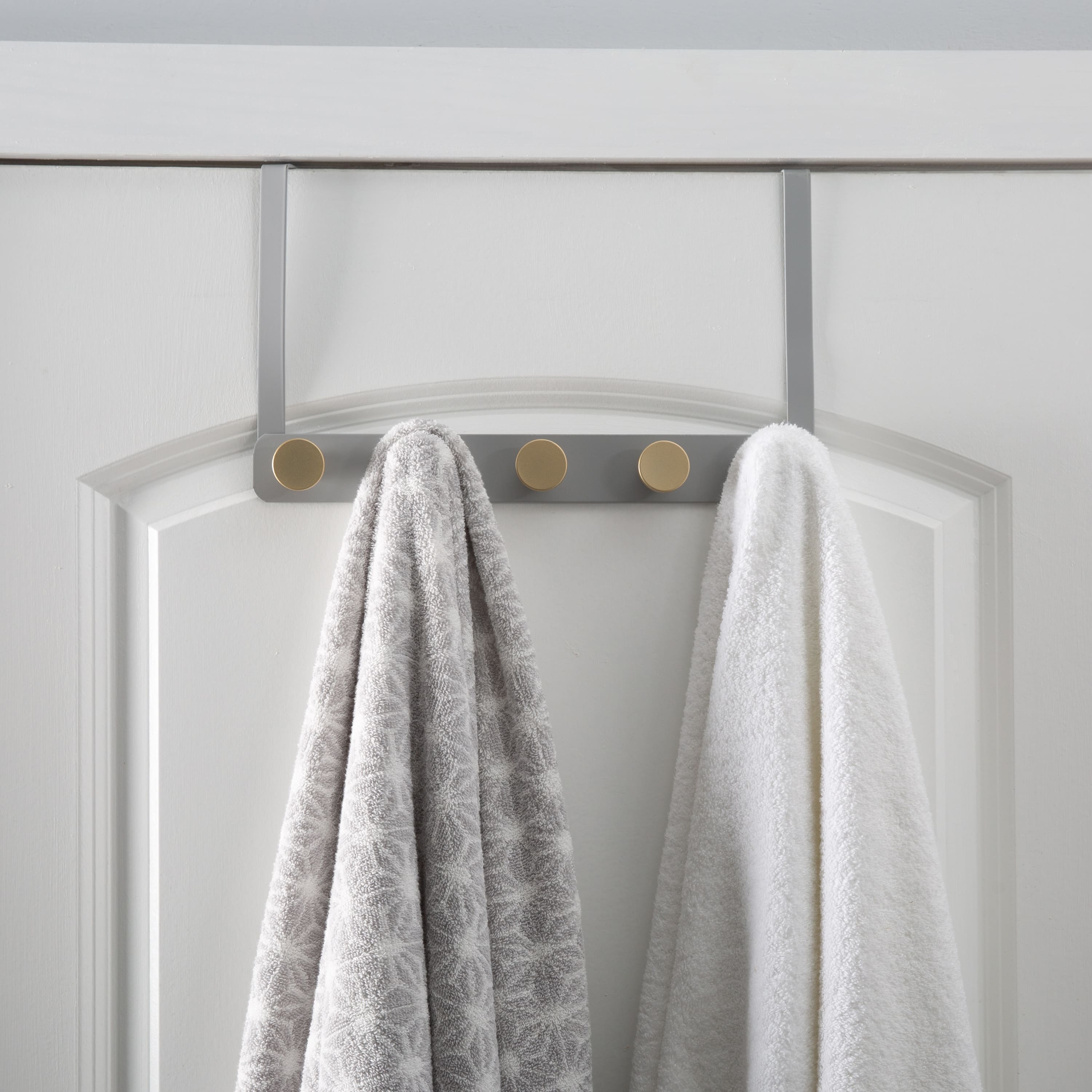 Elle D&#xE9;cor Gray 5 Hook Over the Door Hook