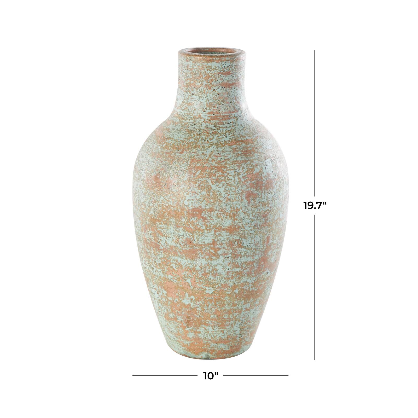 Brown Ceramic Antique Style Textured Patina Vase