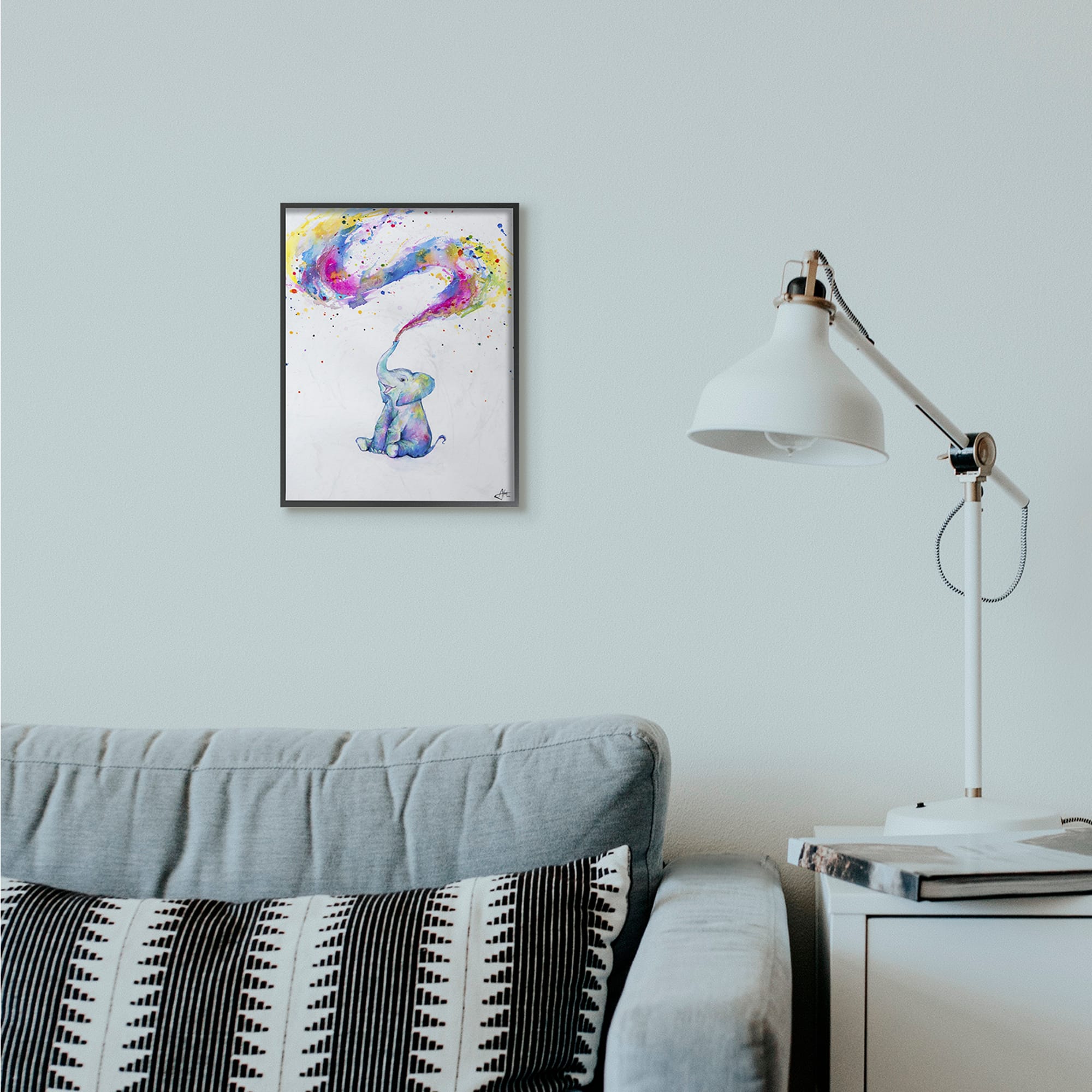 Stupell Industries Colorful Watercolor Elephant Framed Wall Art