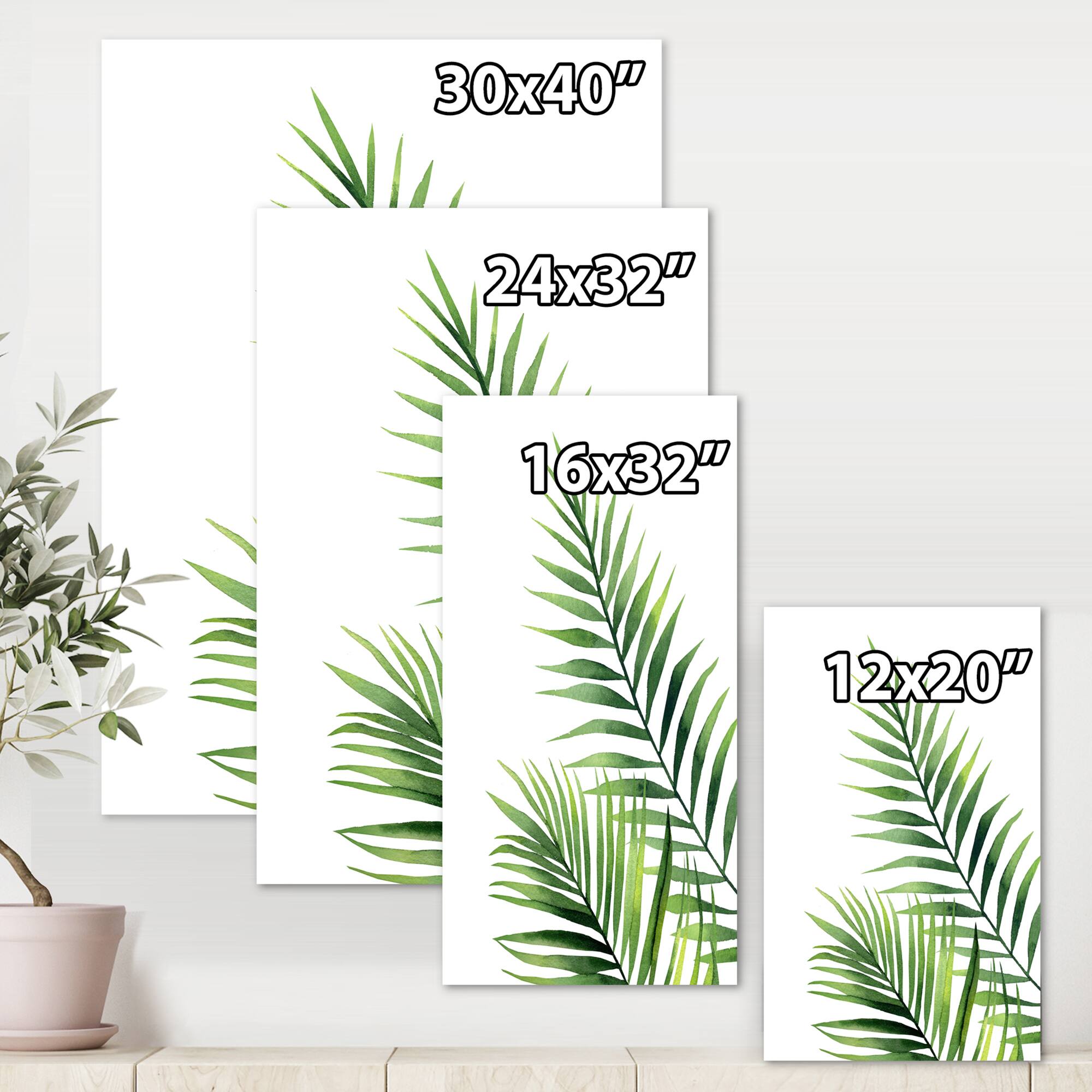 Designart - Fern Leaves Detail III - Farmhouse Canvas Wall Art Print