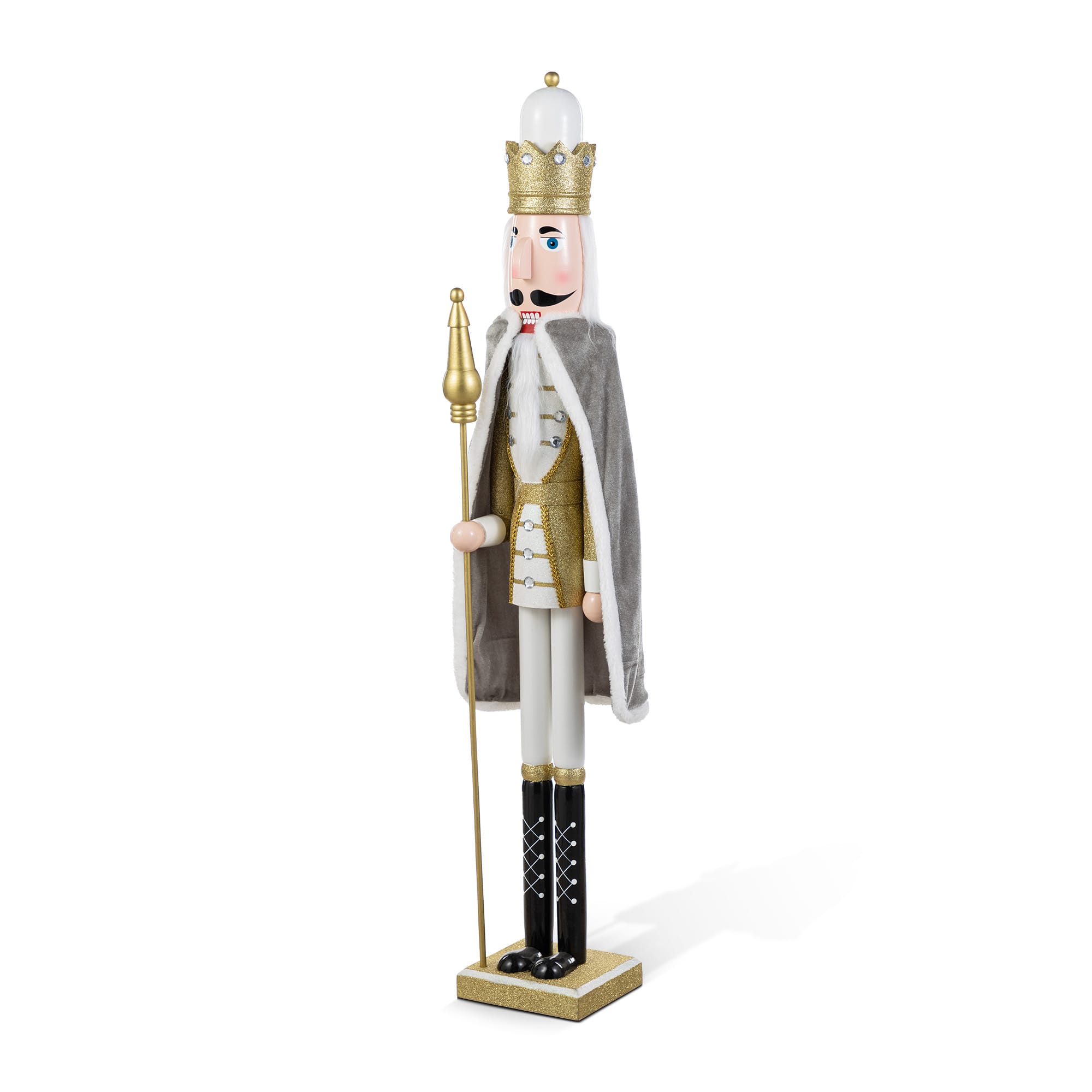 Glitzhome® 42"H Wooden Christmas Gold Dressed King Nutcracker