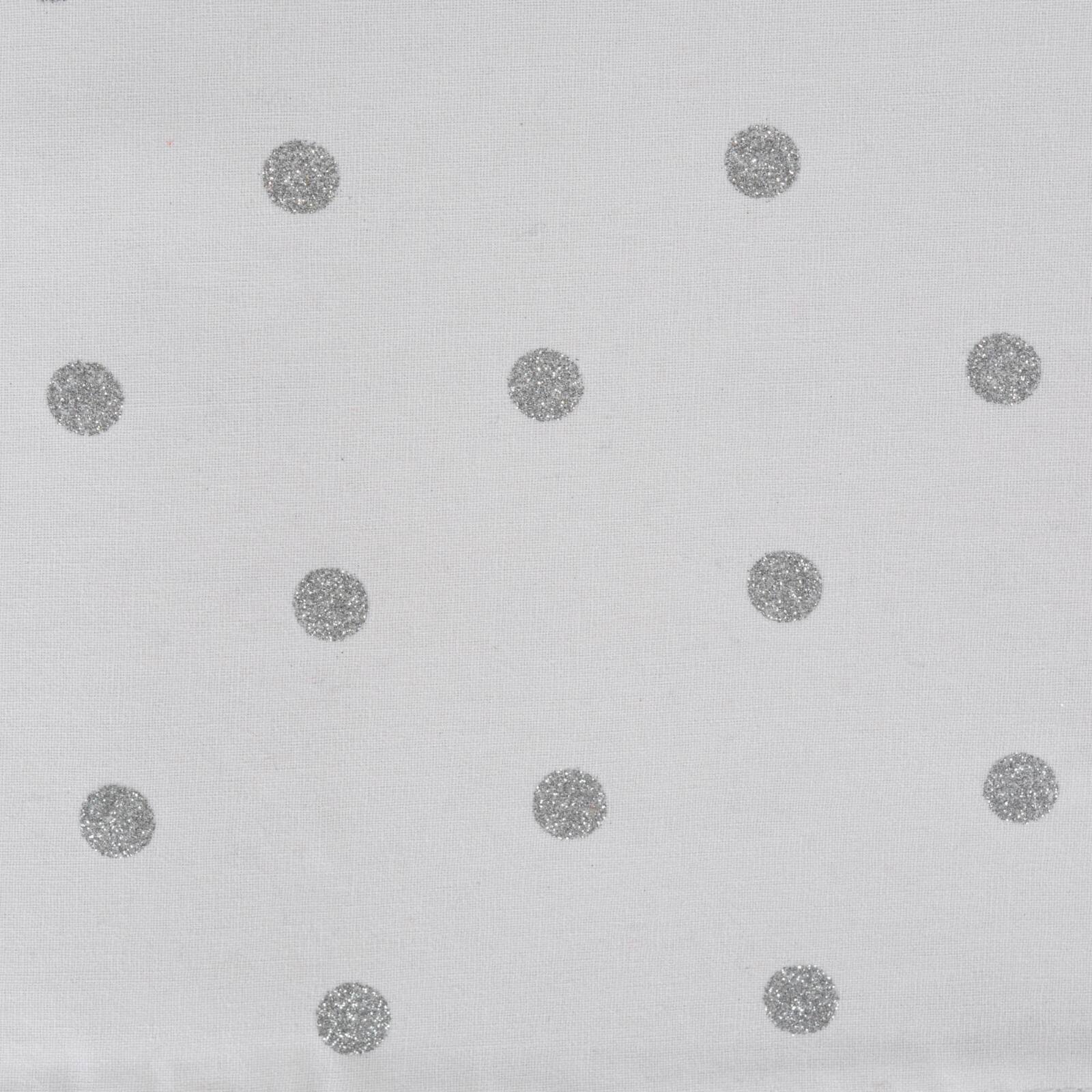 Metallic White/Silver Reversible Polka Dot Table Runner 13" x 90"