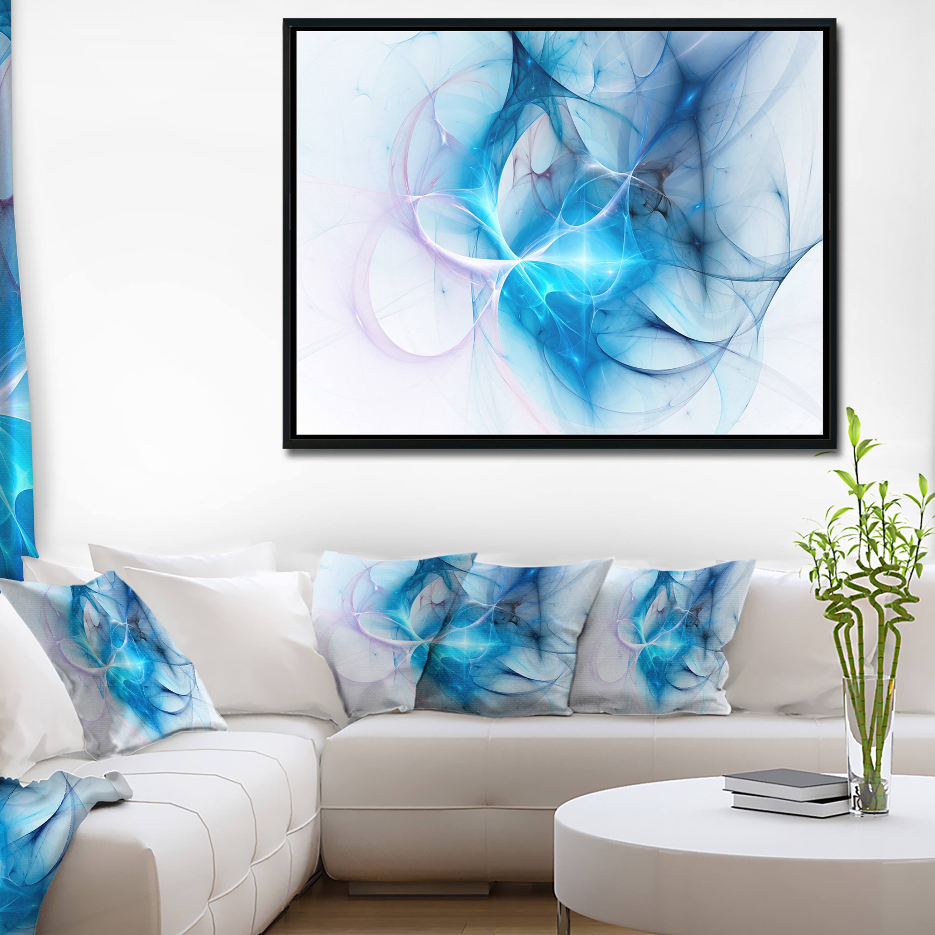 Designart - Blue Nebula Star - Abstract Framed Canvas art print