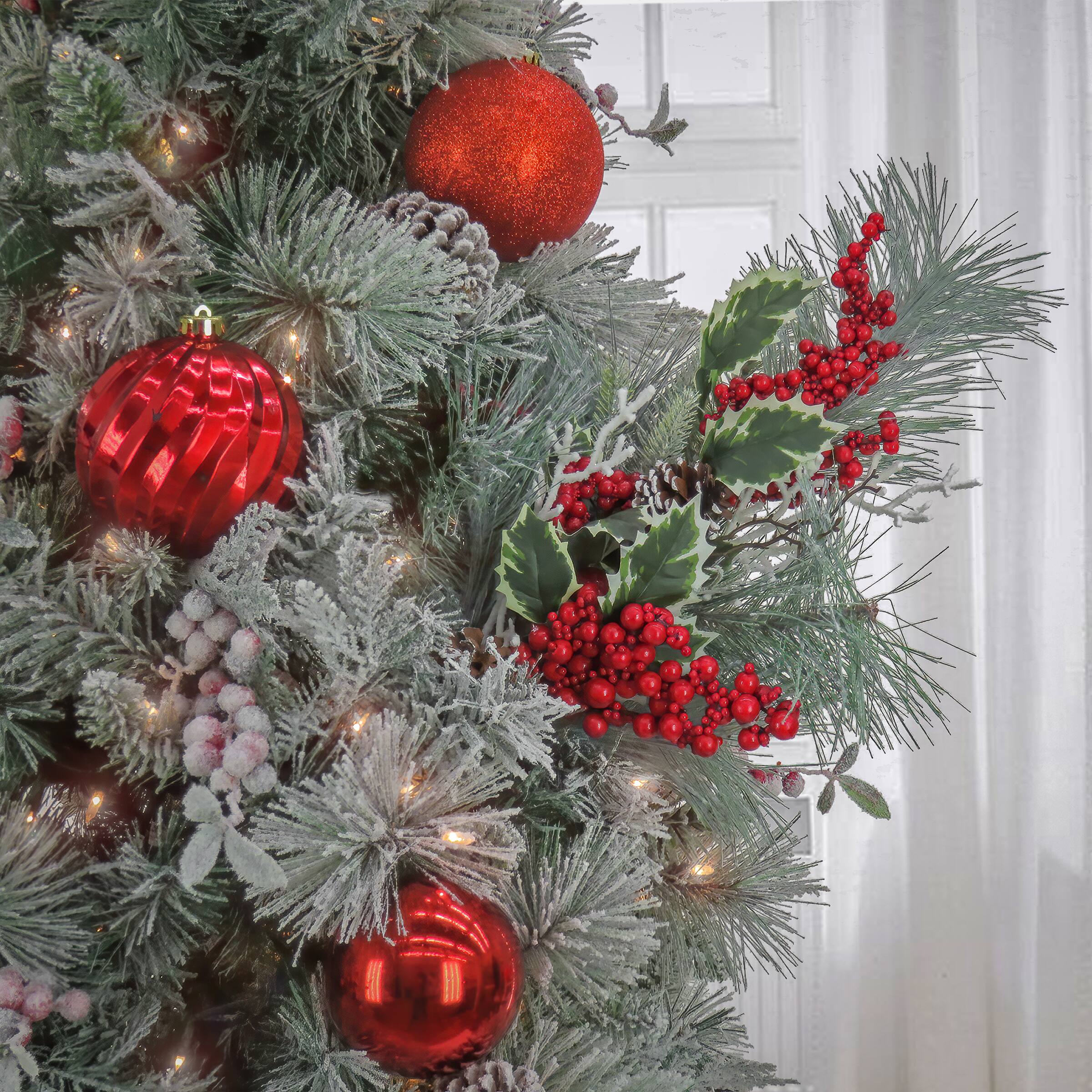 Red Berry & Frosted Pine Spray