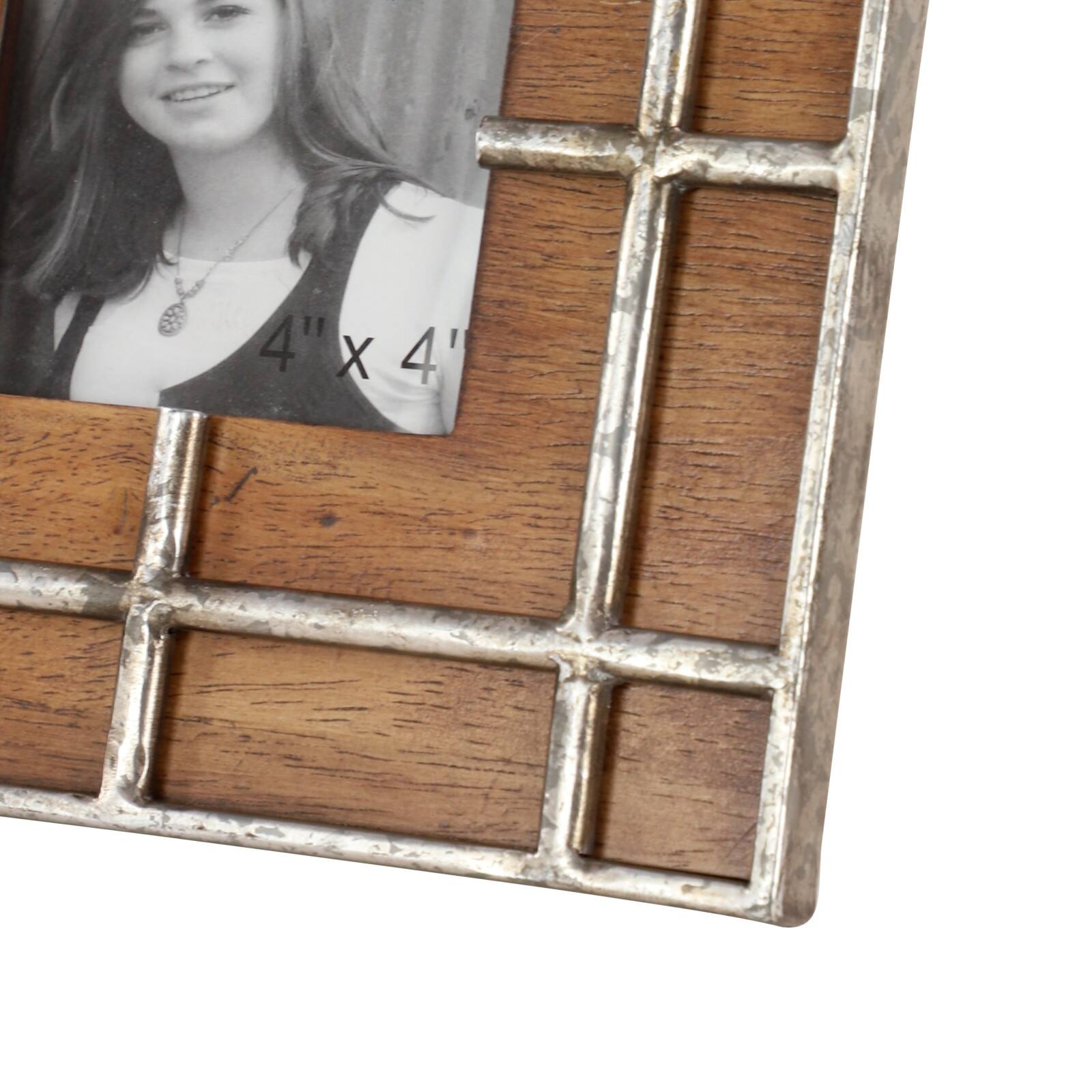 Brown Wood Grain Grid 4&#x22; x 4&#x22; Frame
