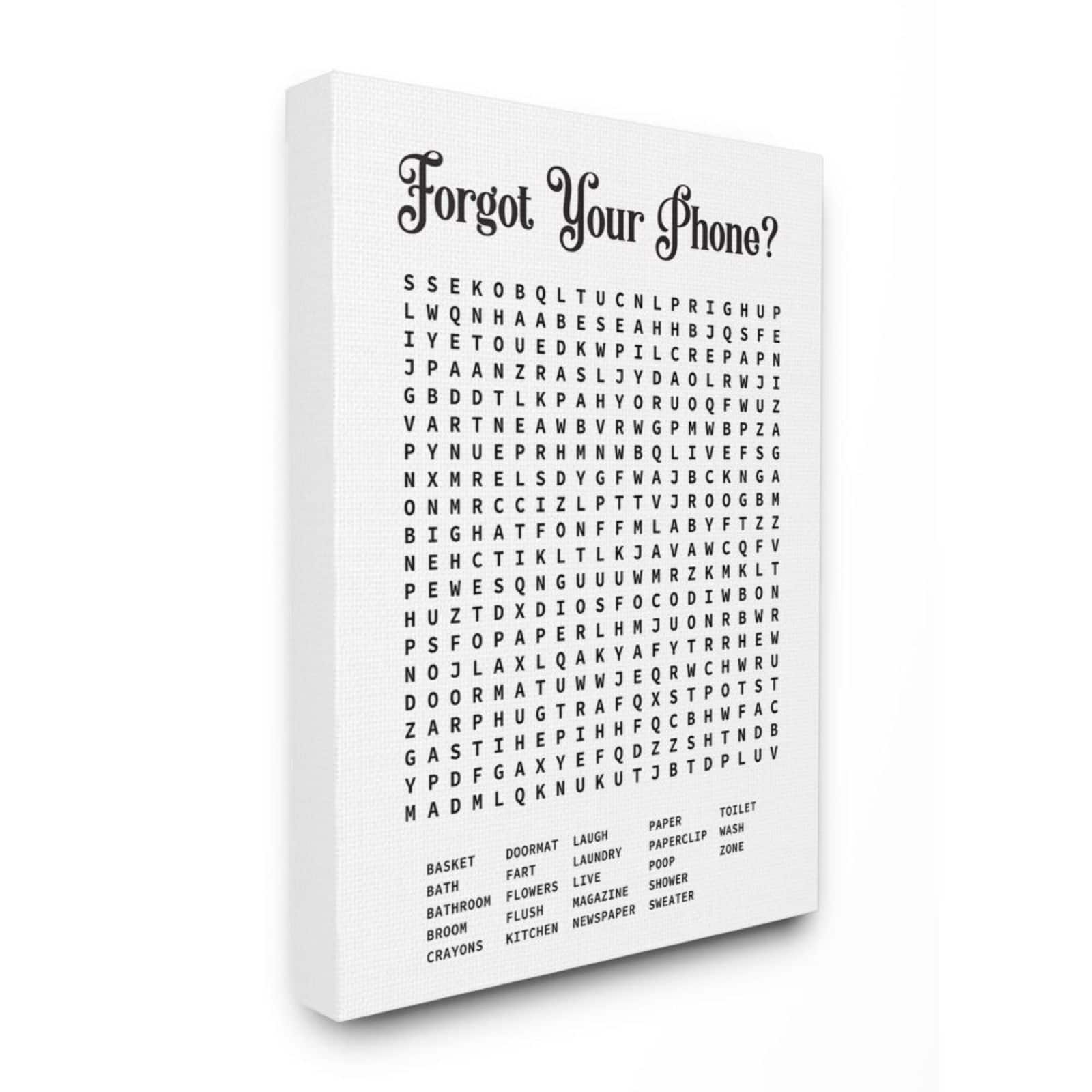 Stupell Industries Bathroom Word Search Puzzle Canvas Wall Art