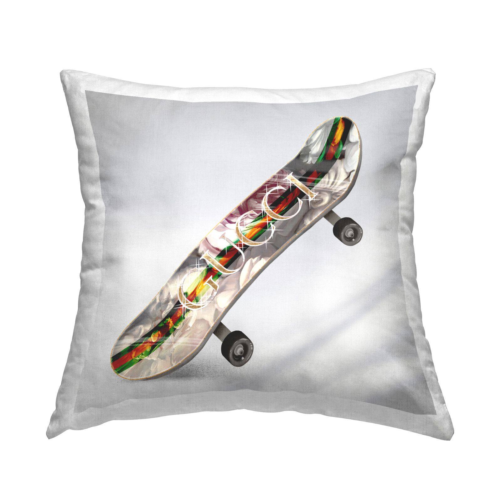 Stupell Industries Bling Fashion Skateboard Glam Style Brand Throw Pillow, 18" x 18"