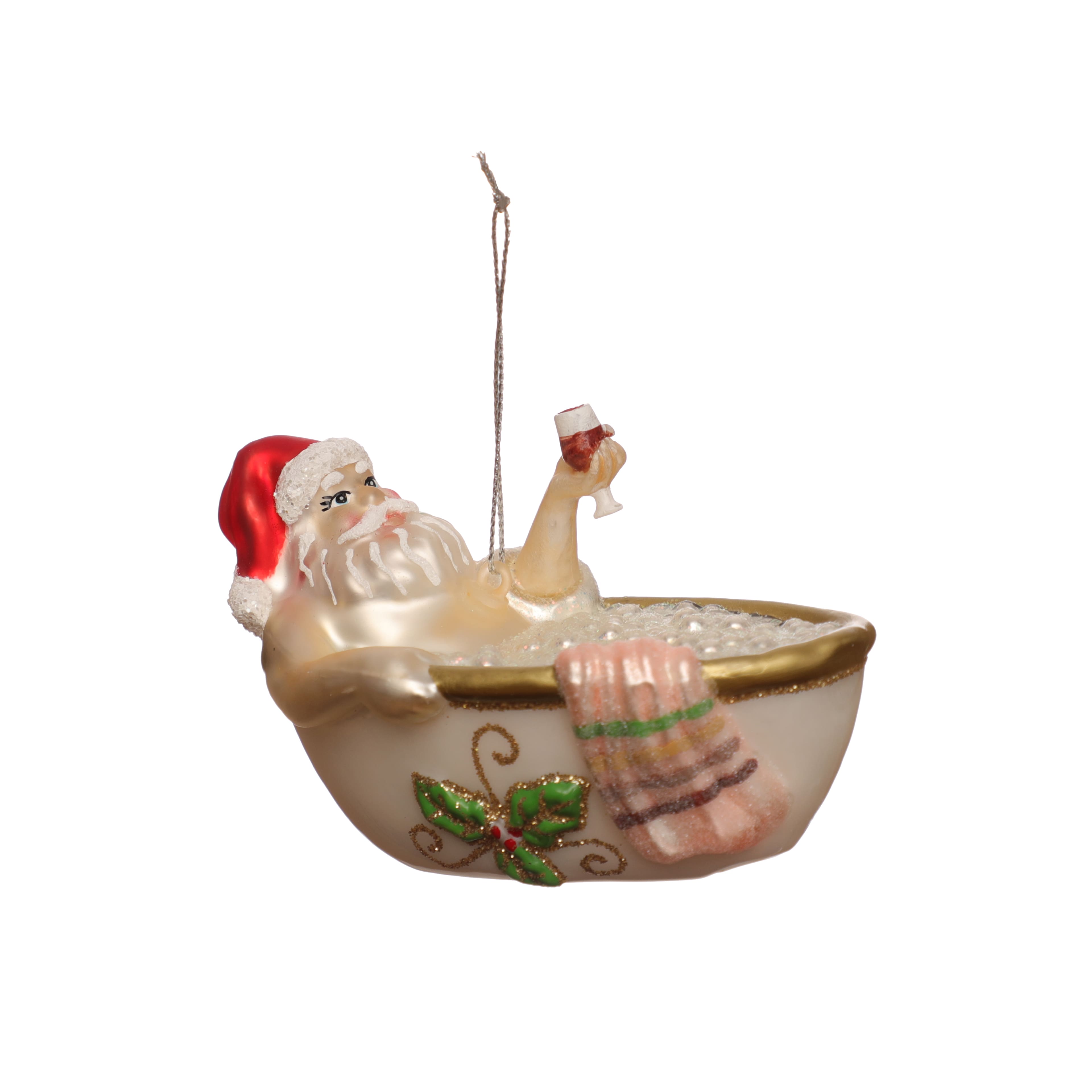 4&#x22; Santa in Tub Glass Ornament by Ashland&#xAE;