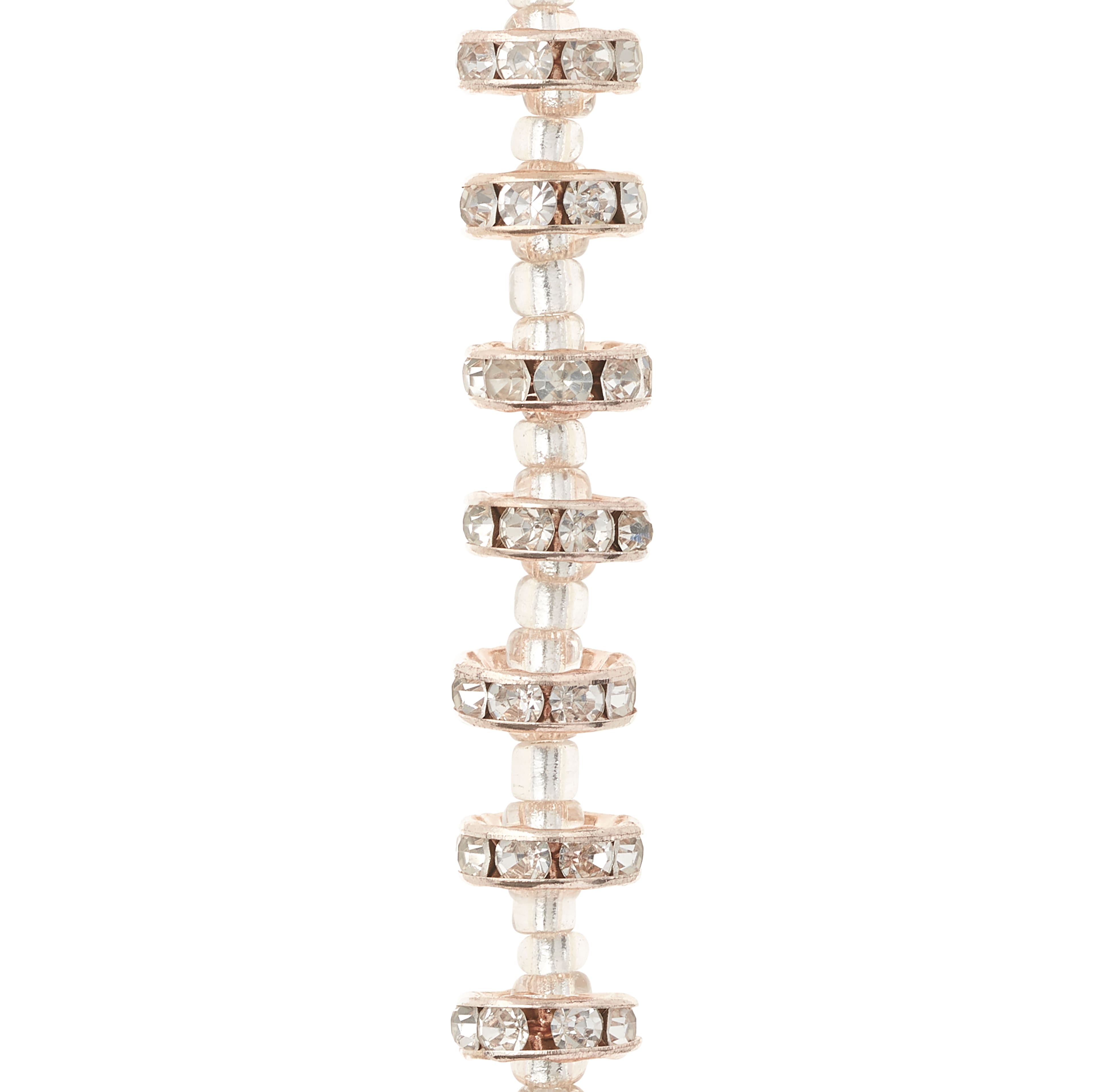 Rose Gold Rhinestone Studded Rondel Beads, 10mm by Bead Landing™