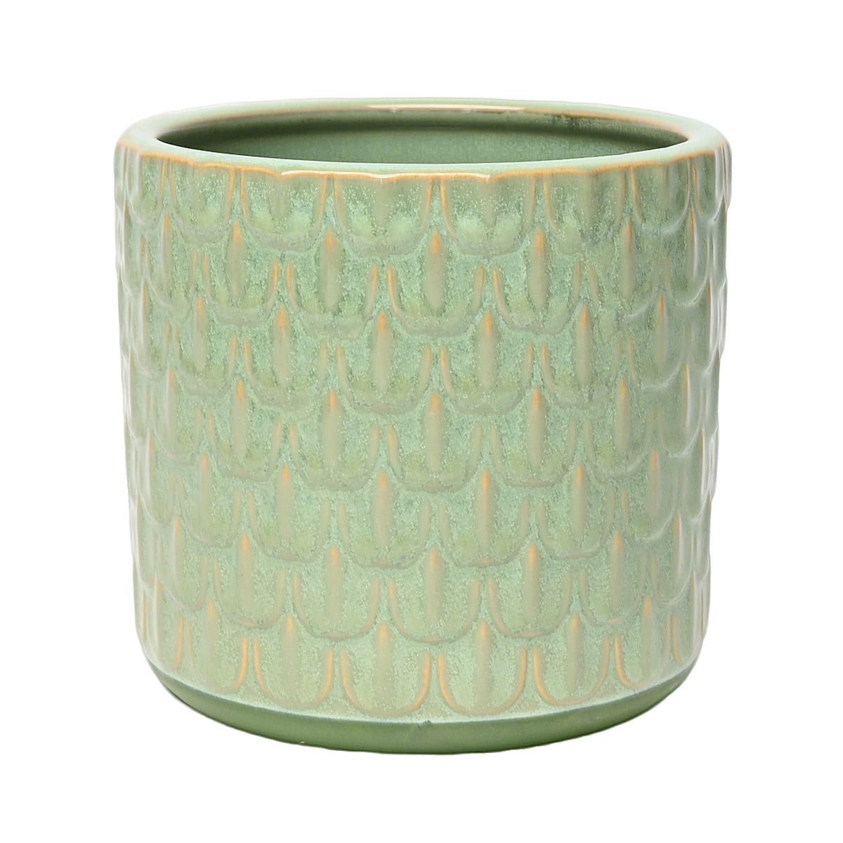 5.5" Green Scallop Ceramic Pot by Ashland®