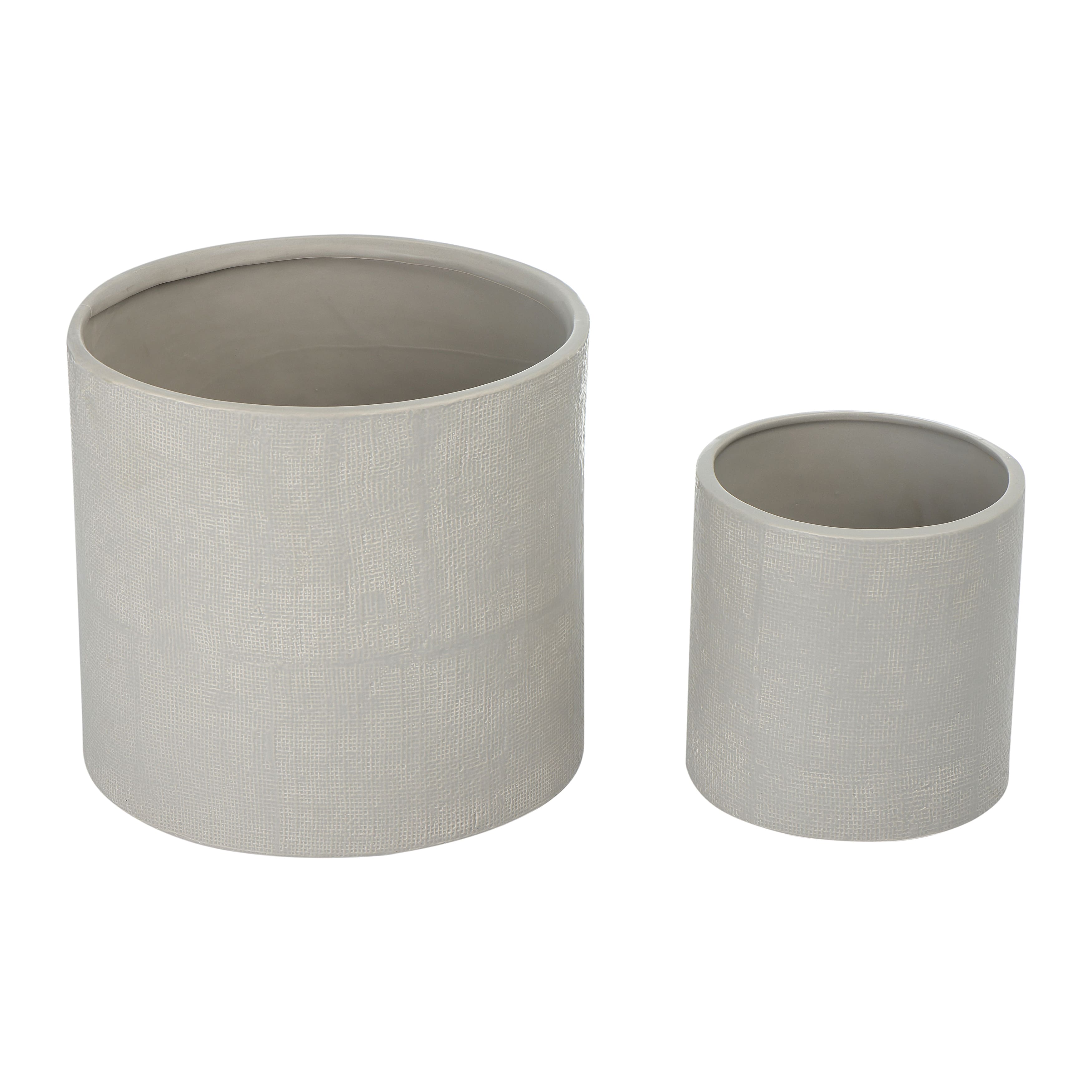 Hello Honey® Stoneware Planters with Embossed Cross Hatch Texture Set
