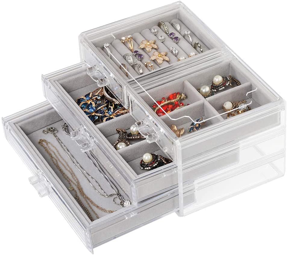 Global Phoenix Jewelry Case Organizer 3-layer Lockable Travel Jewelry Box  PU Leather Storage