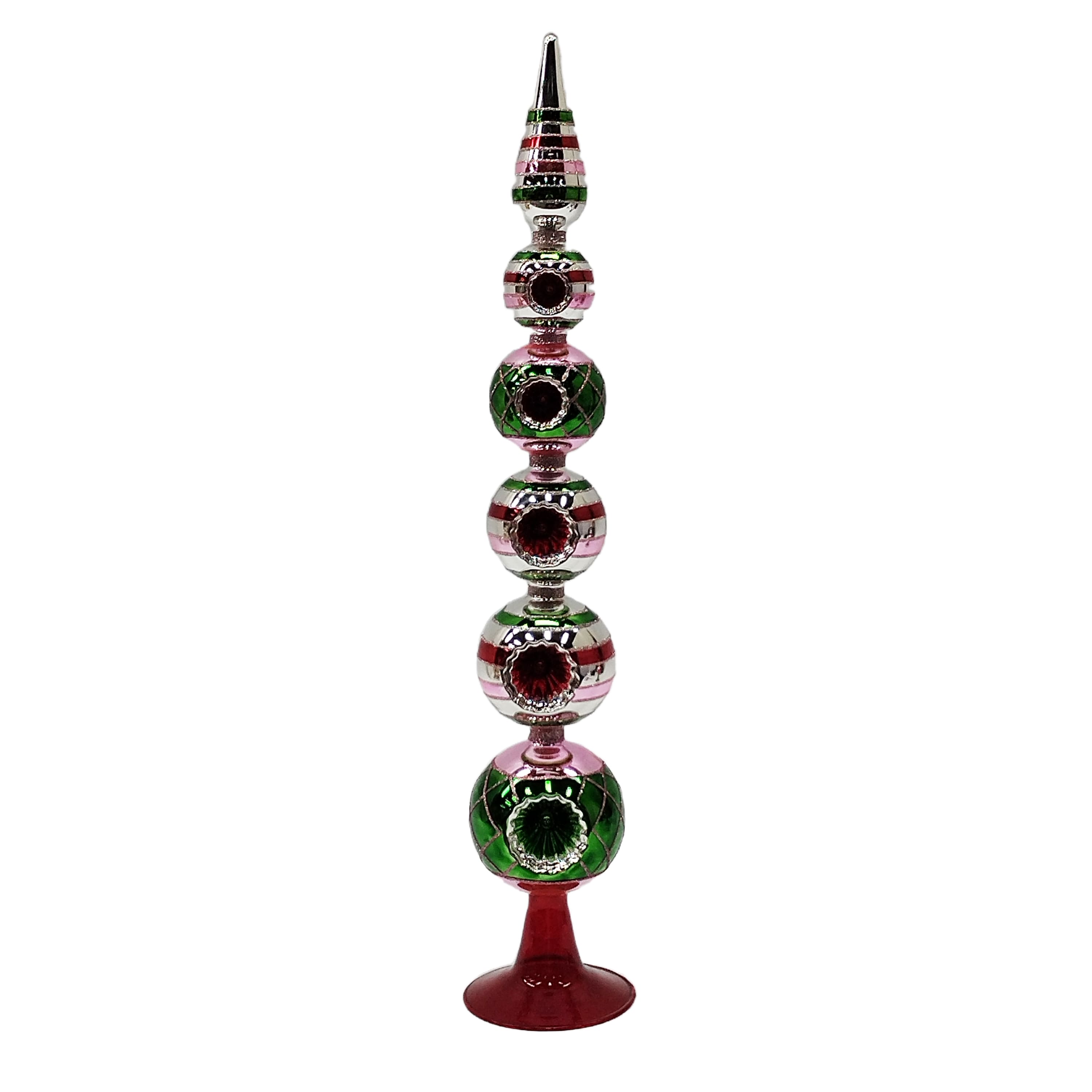 Green &#x26; Pink Layered Glass Finial Ornament Tabletop D&#xE9;cor by Ashland&#xAE;