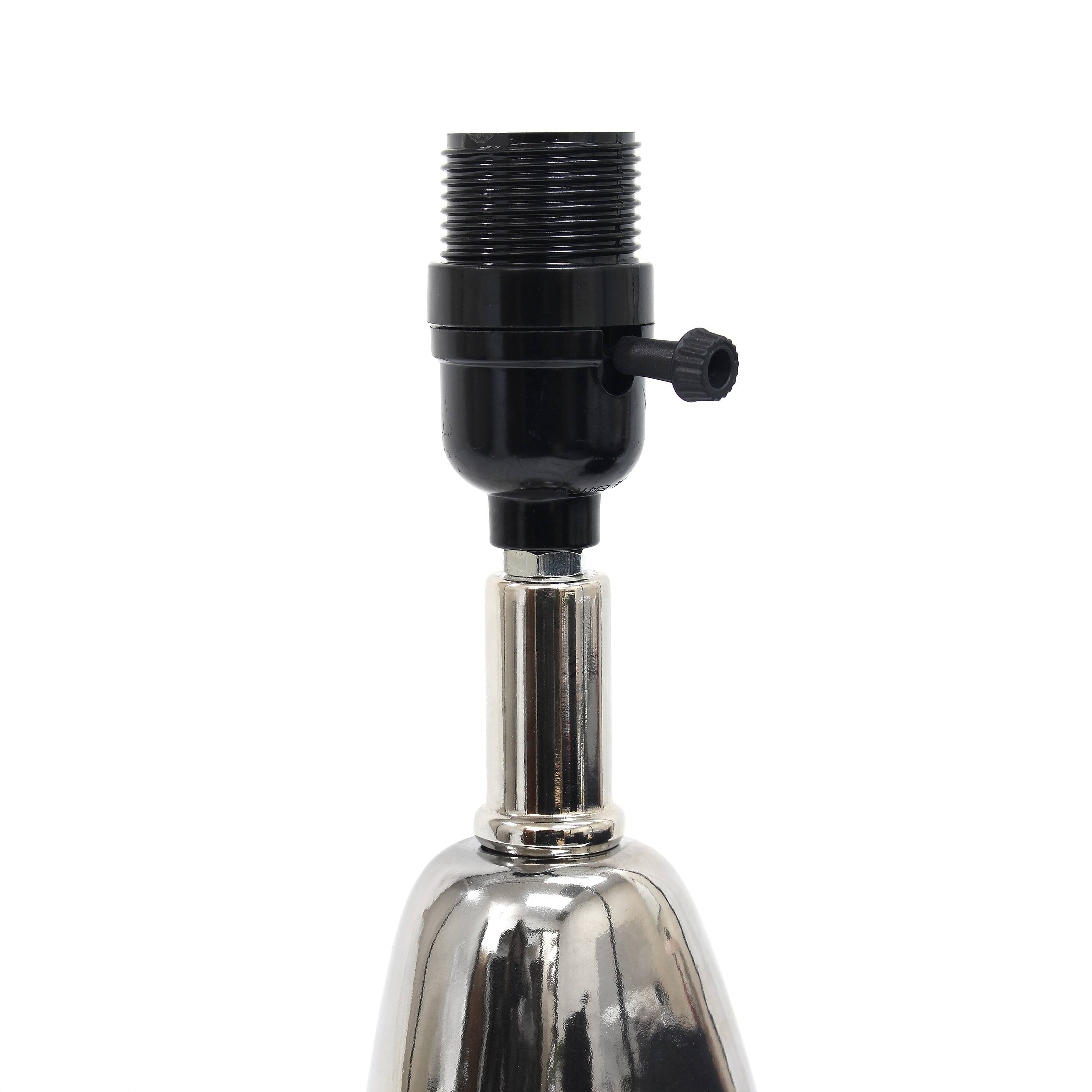 Elegant Designs™ 21.5" Chrome and Metallic Blue Stones Table Lamp with Black Shade