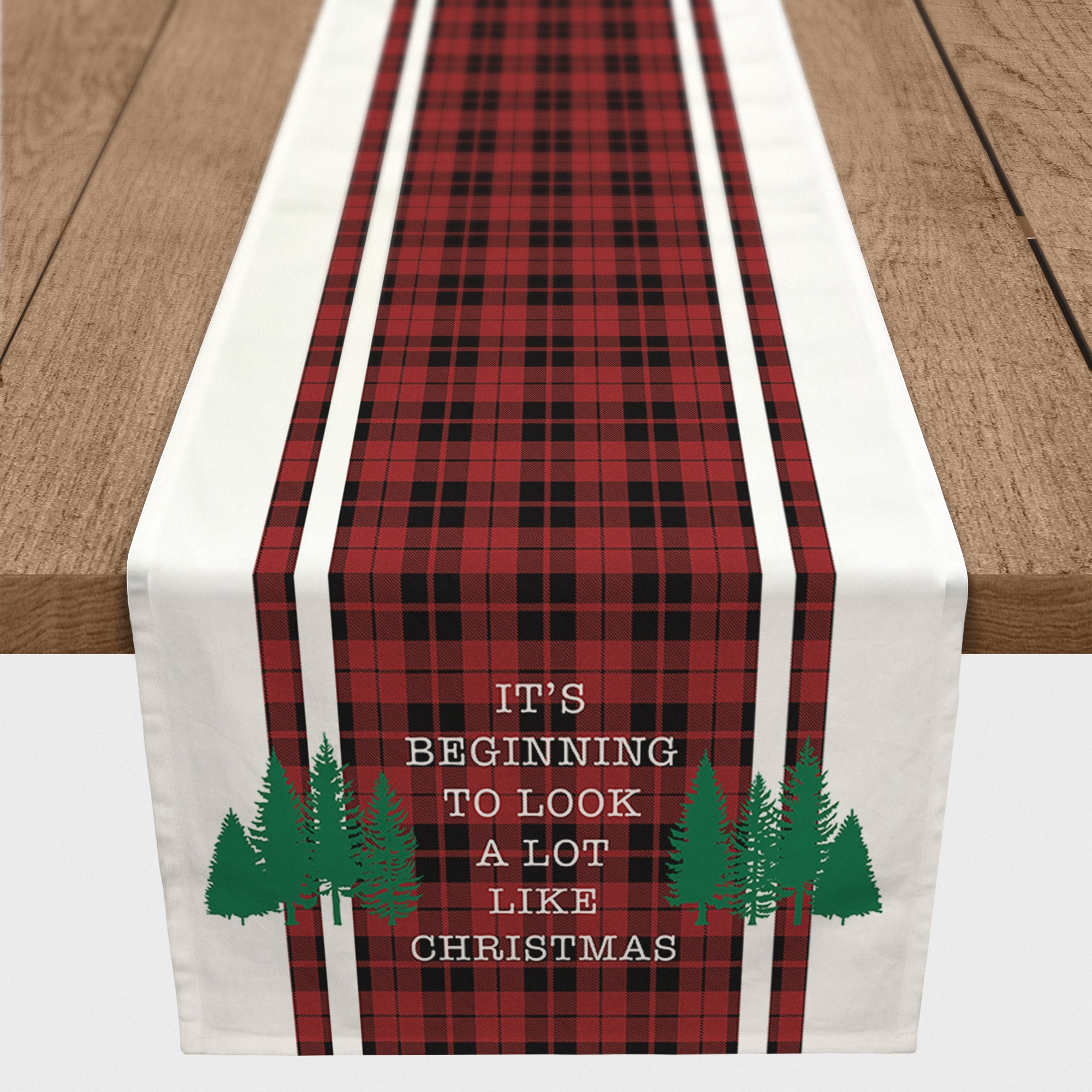 90&#x22; Look Like Christmas Plaid Table Runner