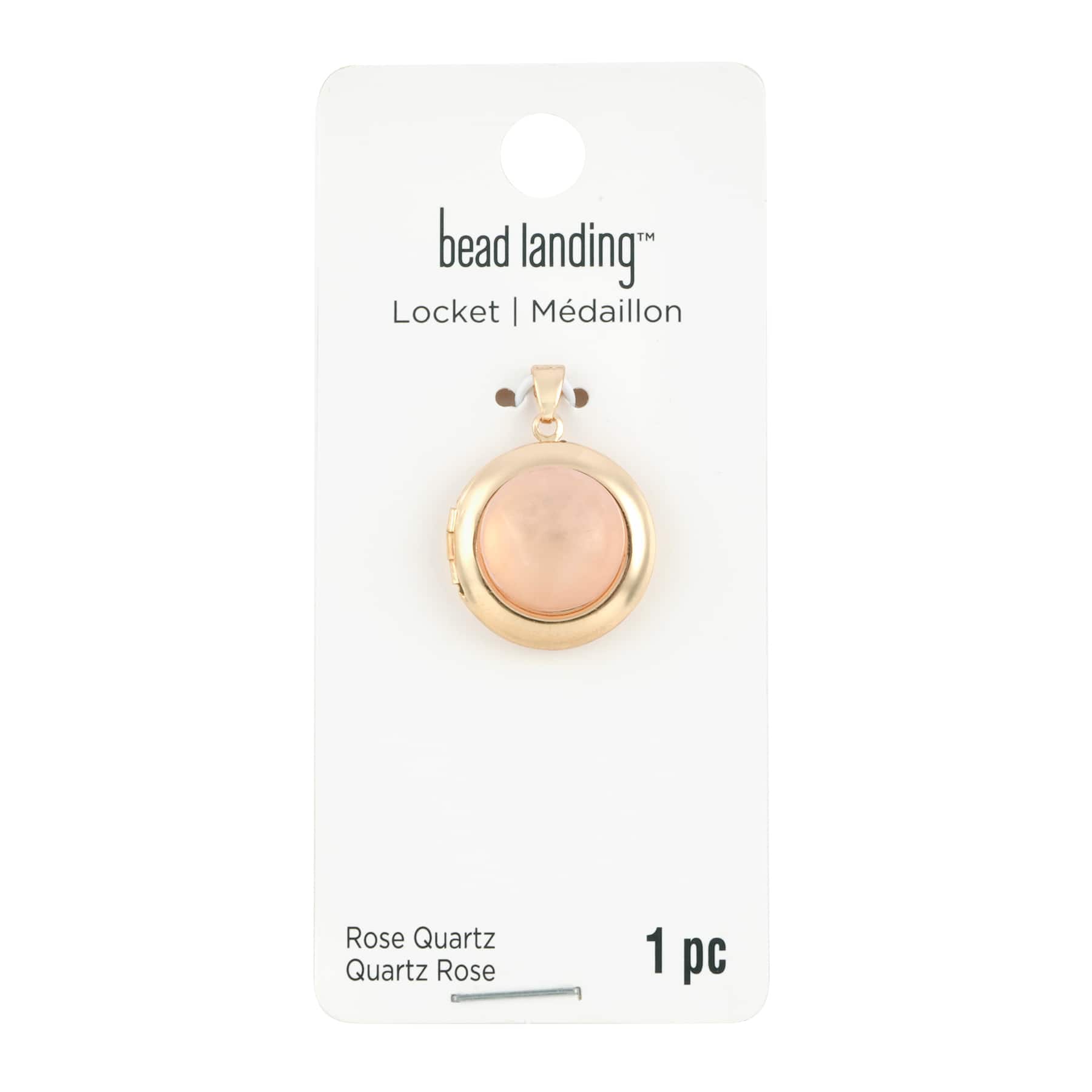 Pink Quartz &#x26; Gold Round Locket by Bead Landing&#x2122;