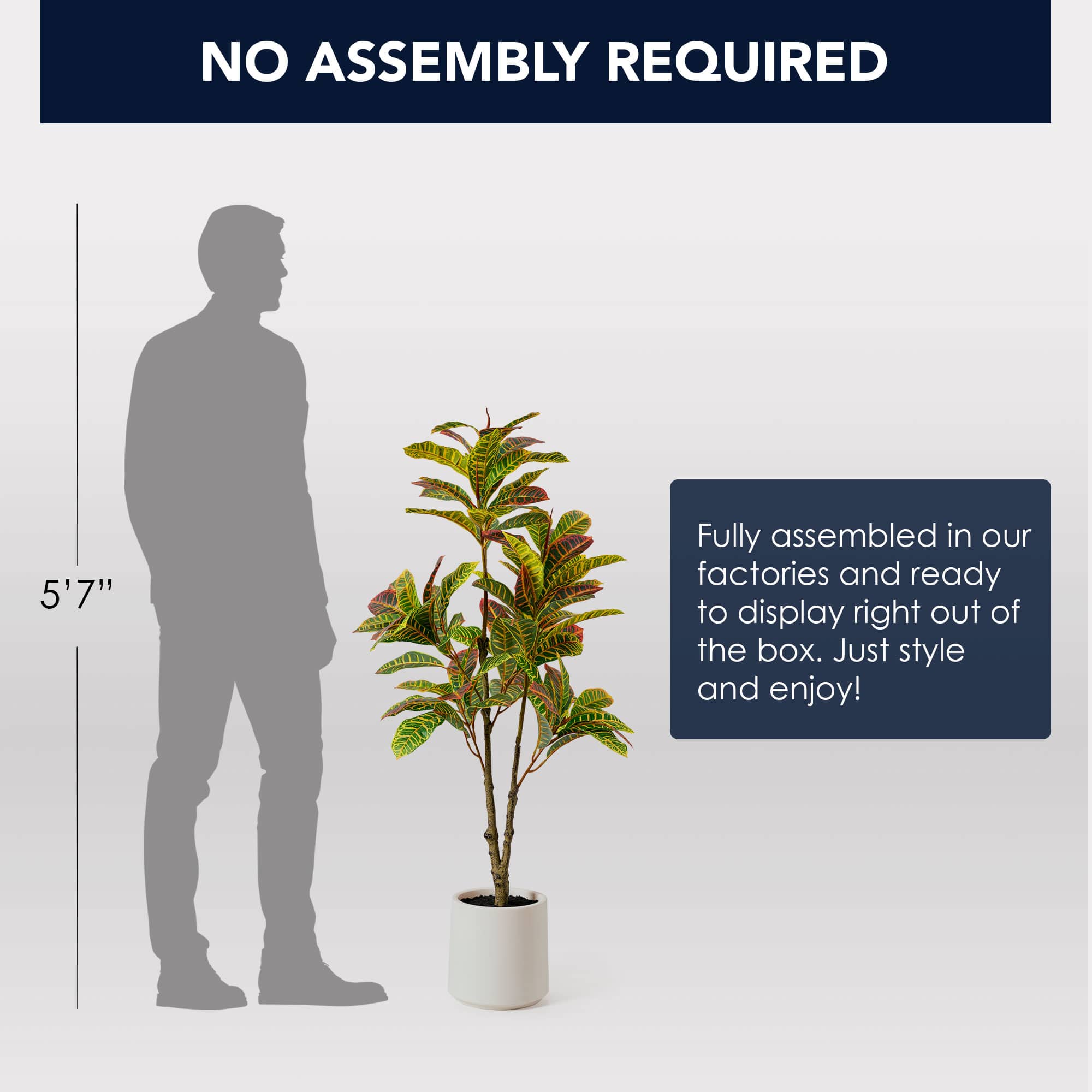 American Art Decor 4ft. Realistic Artificial Croton Tree in White Pot