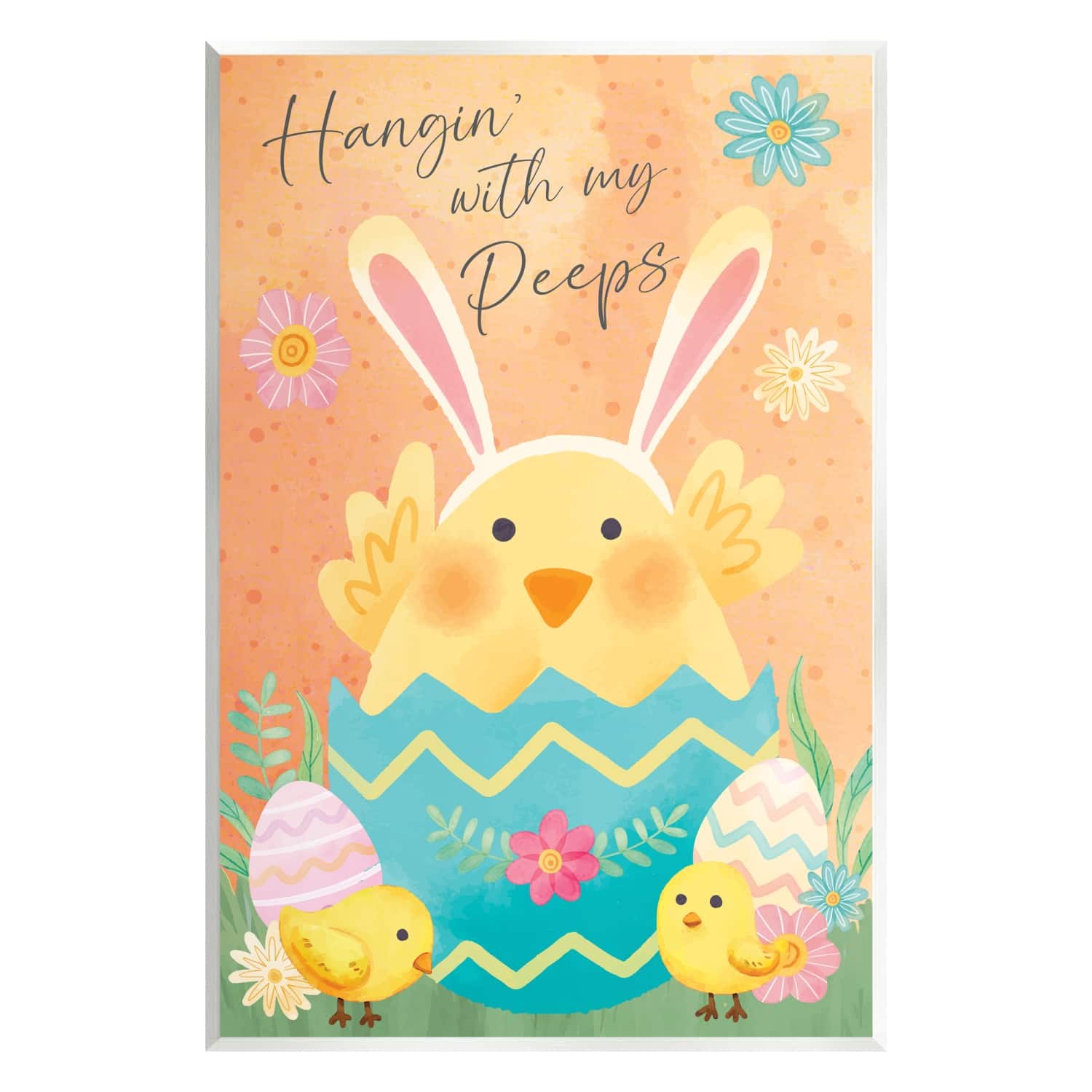 Stupell Industries Hangin&#x27; With My Peeps Easter Egg Chicks Wall Plaque Art