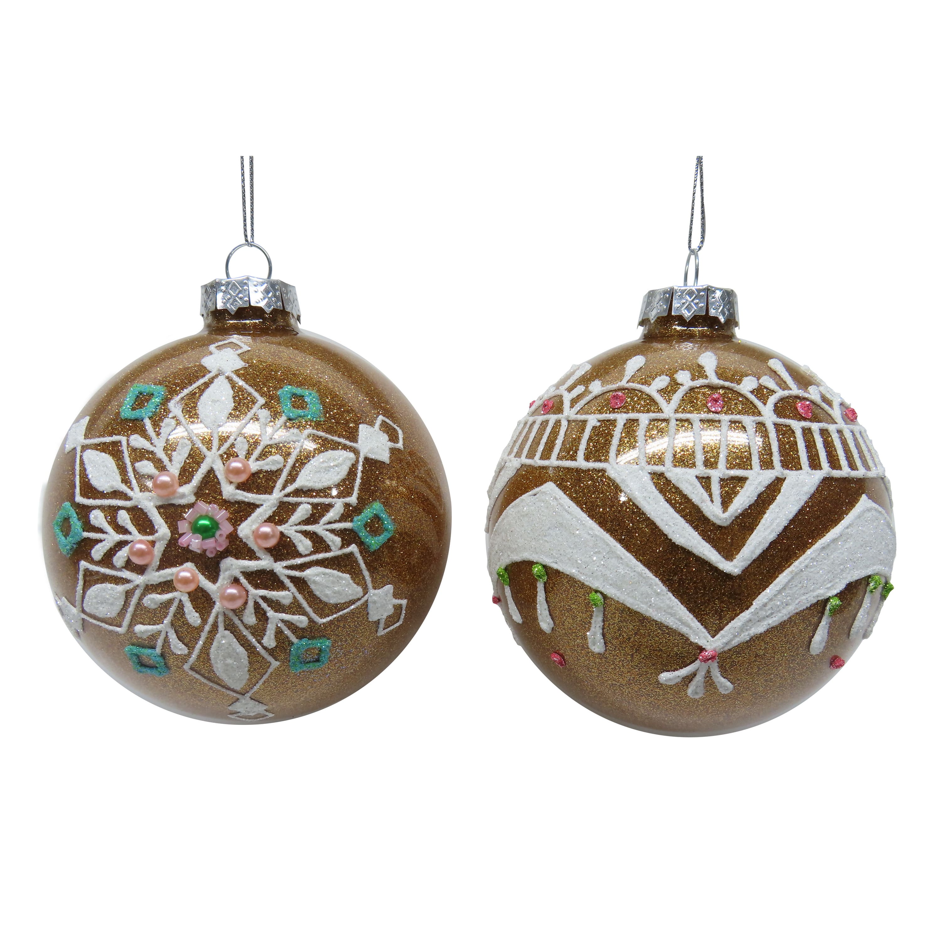 Assorted 4" Gingerbread Glass Ball Ornament, 1pc. by Ashland®