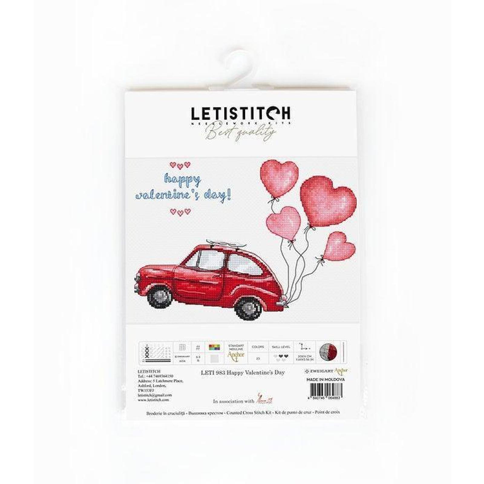 Letistitch Happy Valentine&#x27;s Day Counted Cross Stitch Kit