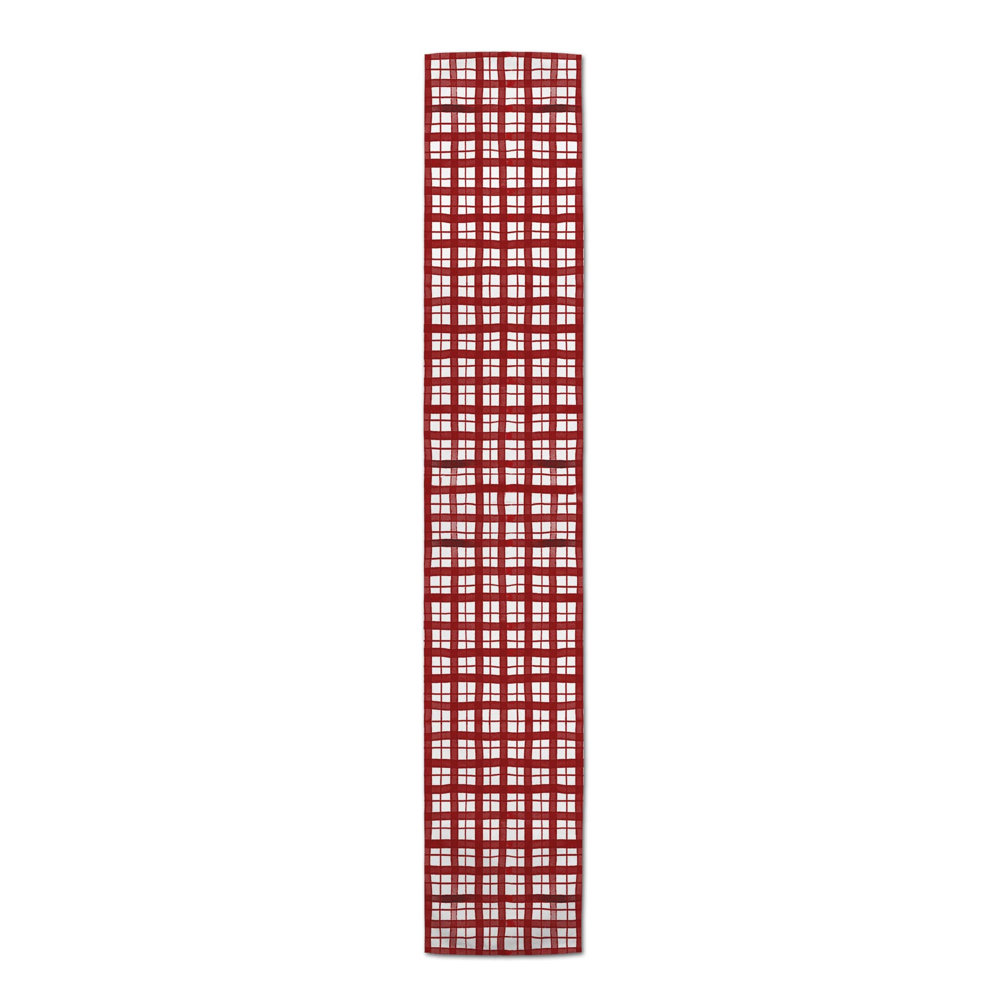 72&#x22; Red &#x26; White Plaid Poly Twill Runner