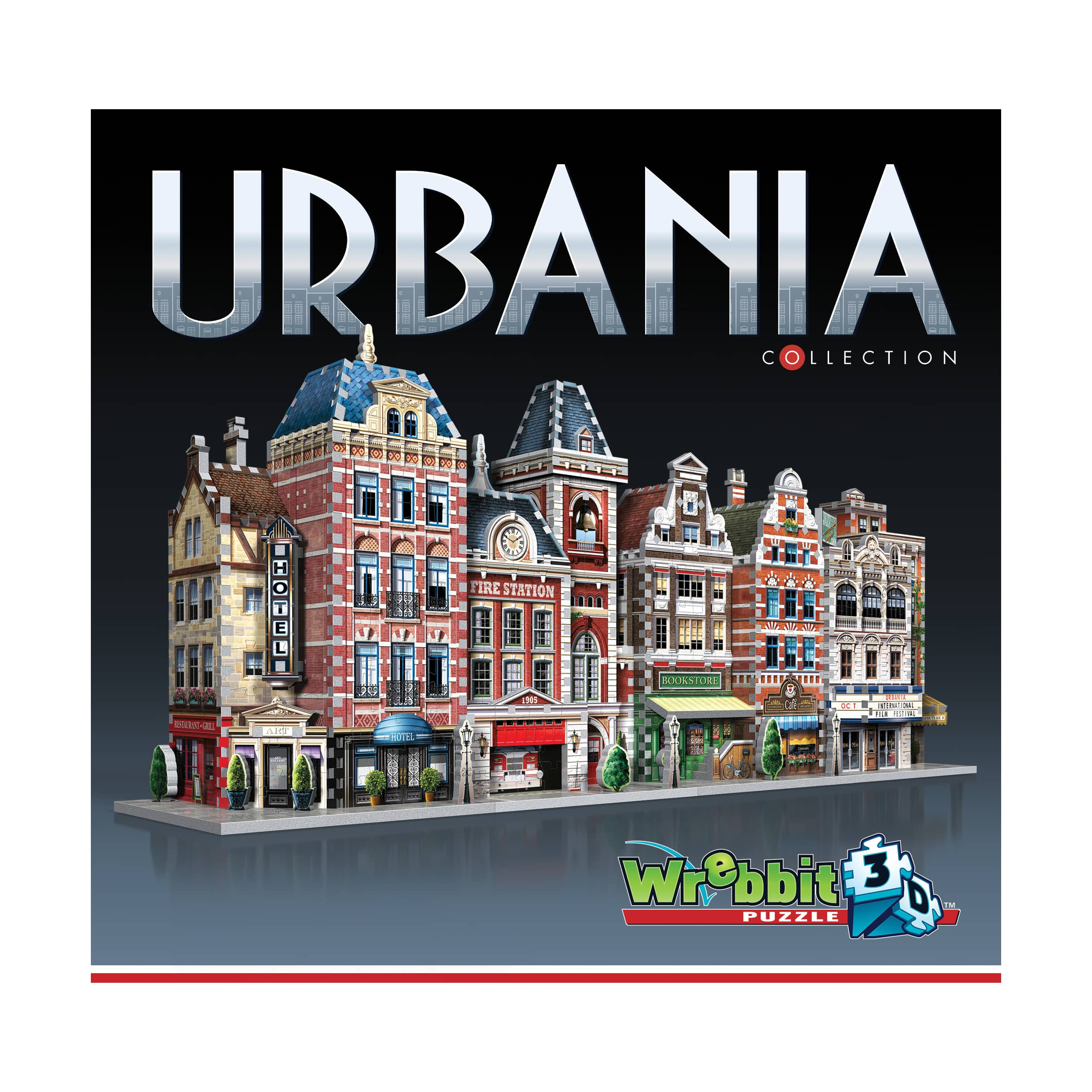 Urbania Collection - 4 3D Puzzles: Hotel, Cinema, Cafe, and Fire Station: 1165 Pcs