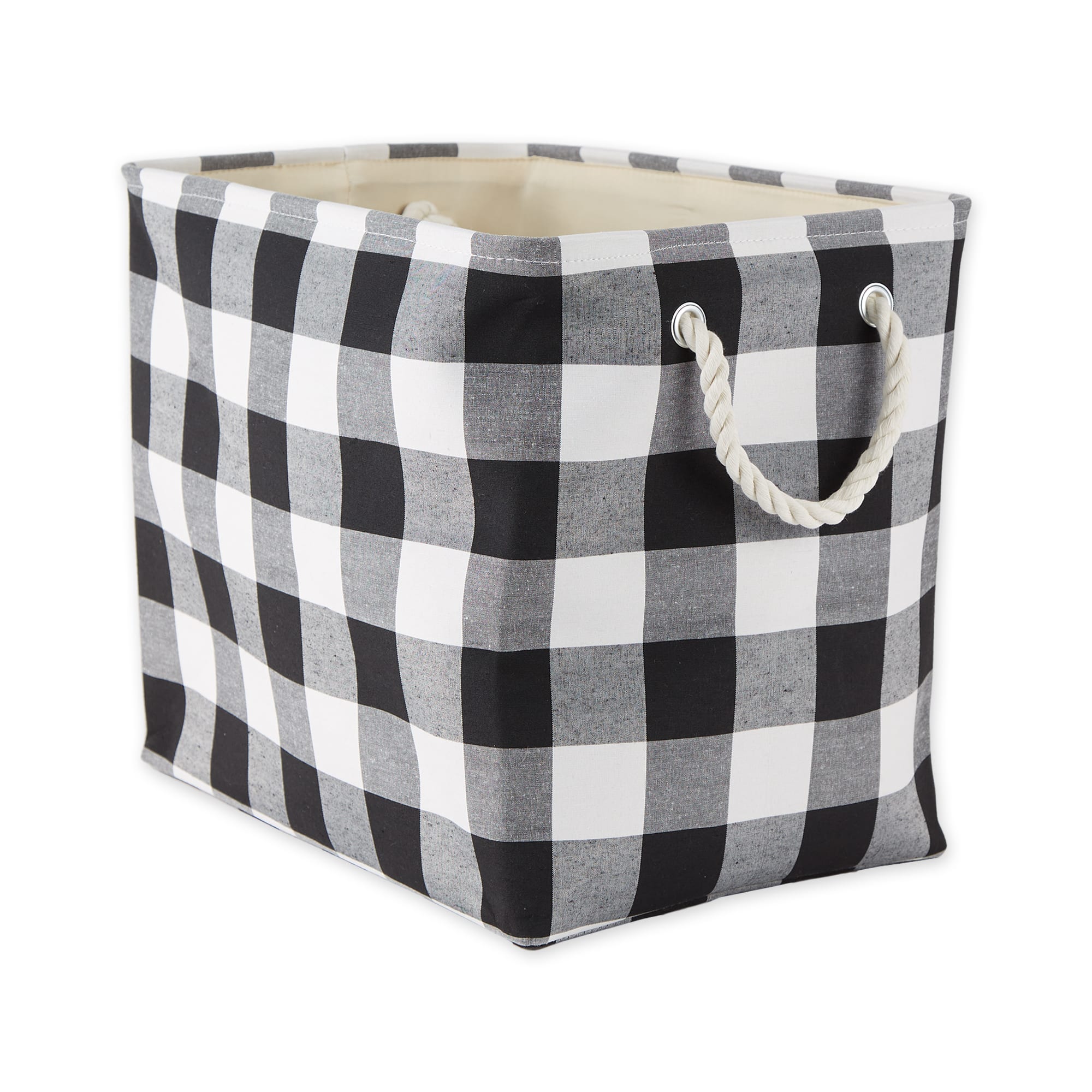 DII® Large Rectangle White/Black Buffalo Check Polyester Bin