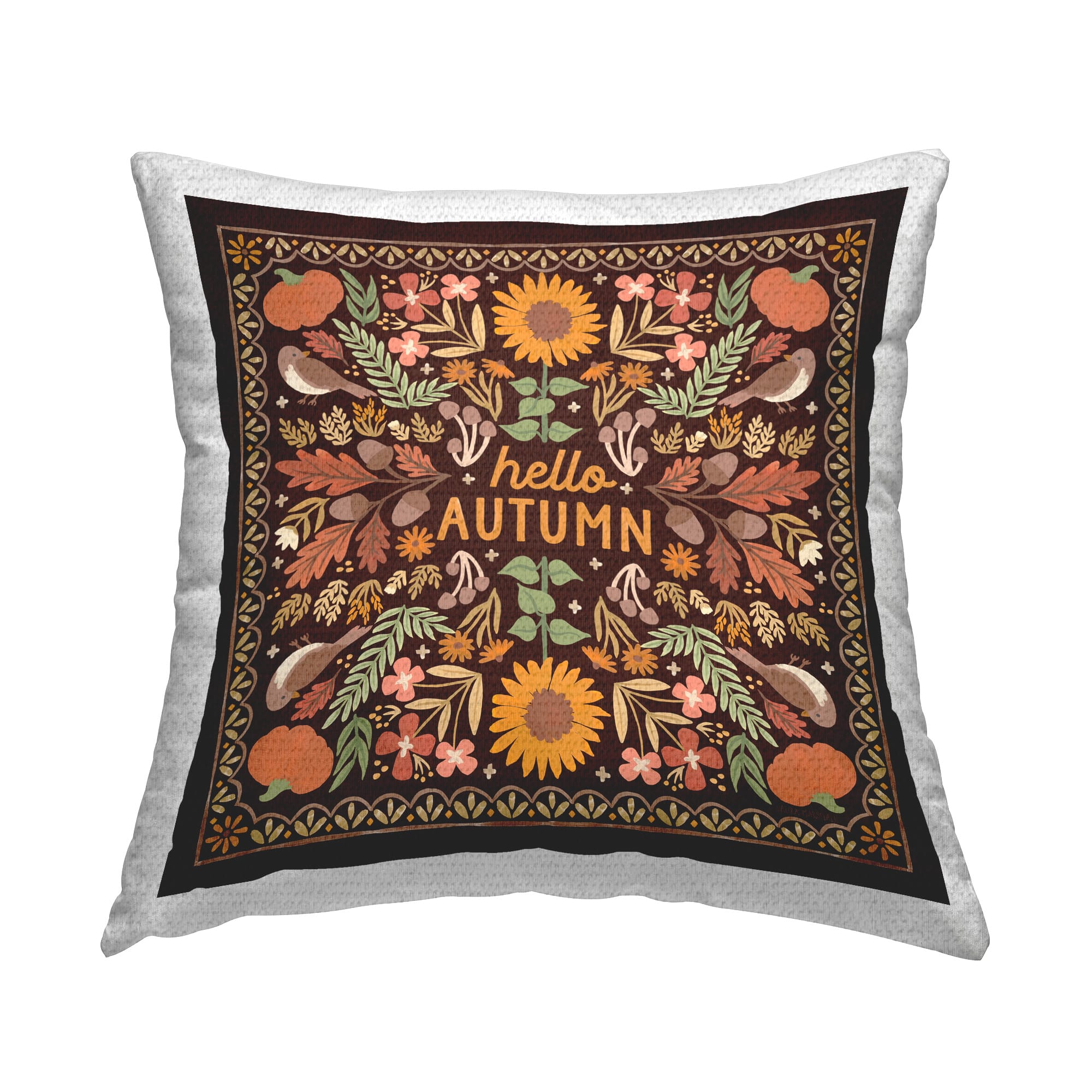Stupell Industries Hello Autumn on Brown Outdoor Printed Pillow