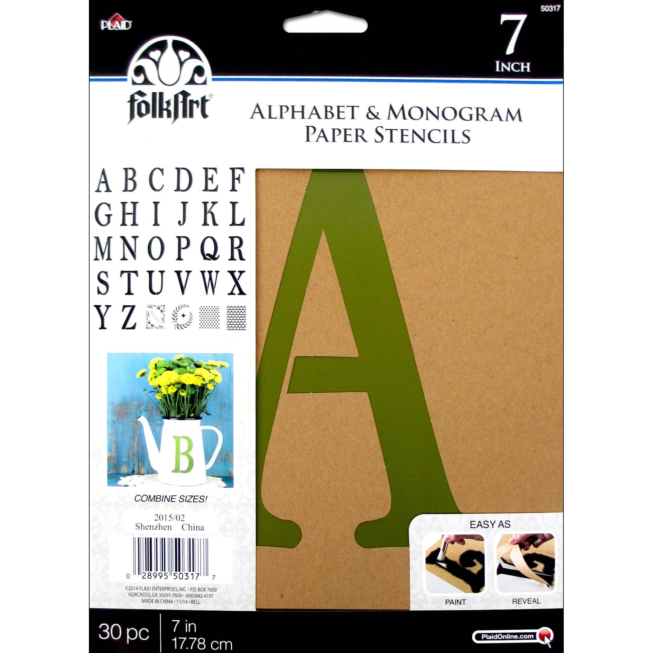PLAID FolkArt 7 Serif Alphabet & Monogram Paper Stencils