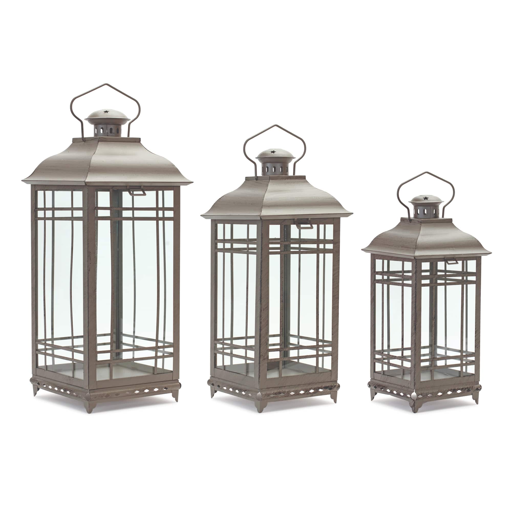 Metal & Glass Candle Lantern Set