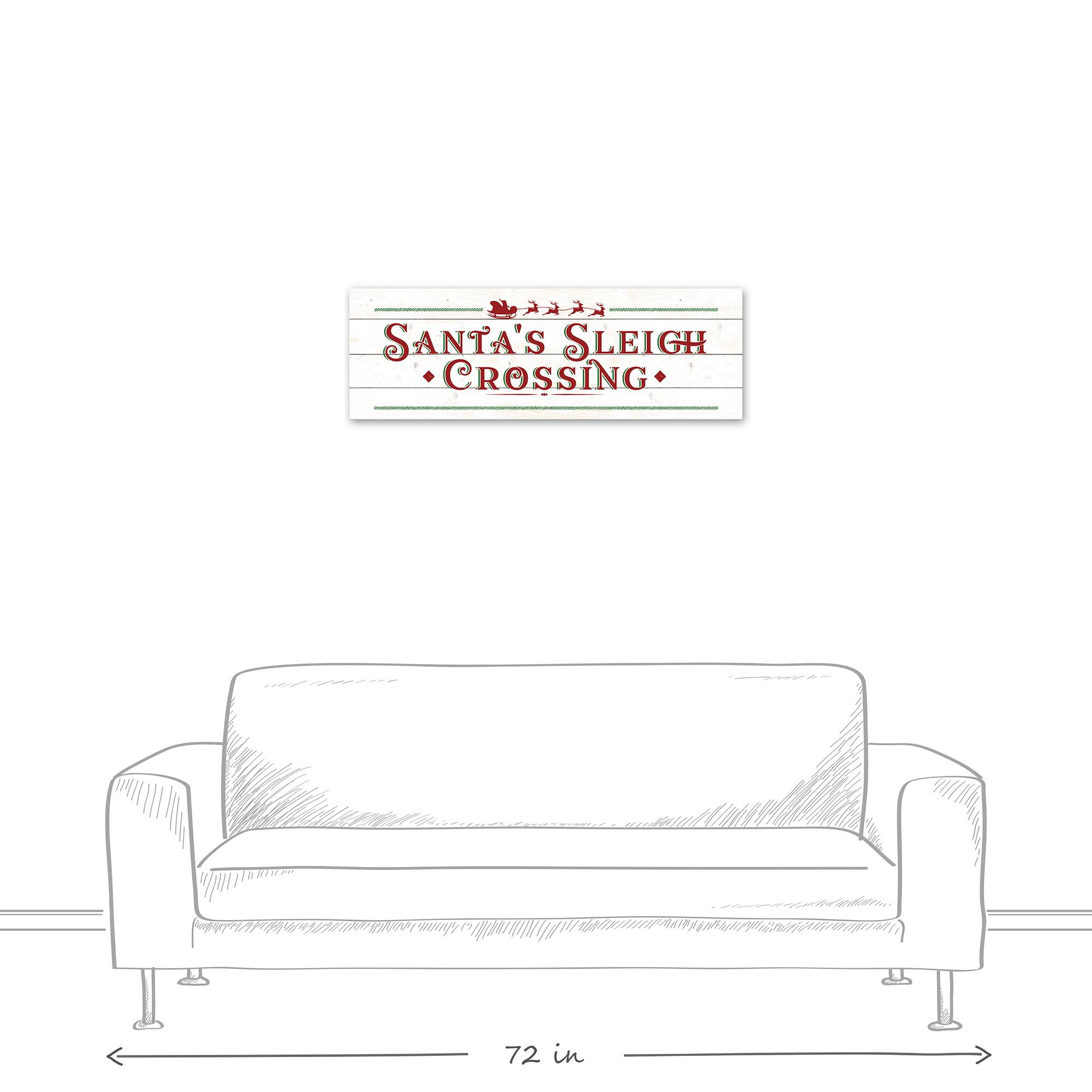 Santas Sleigh Crossing Wood 36x12 Canvas Wall Art