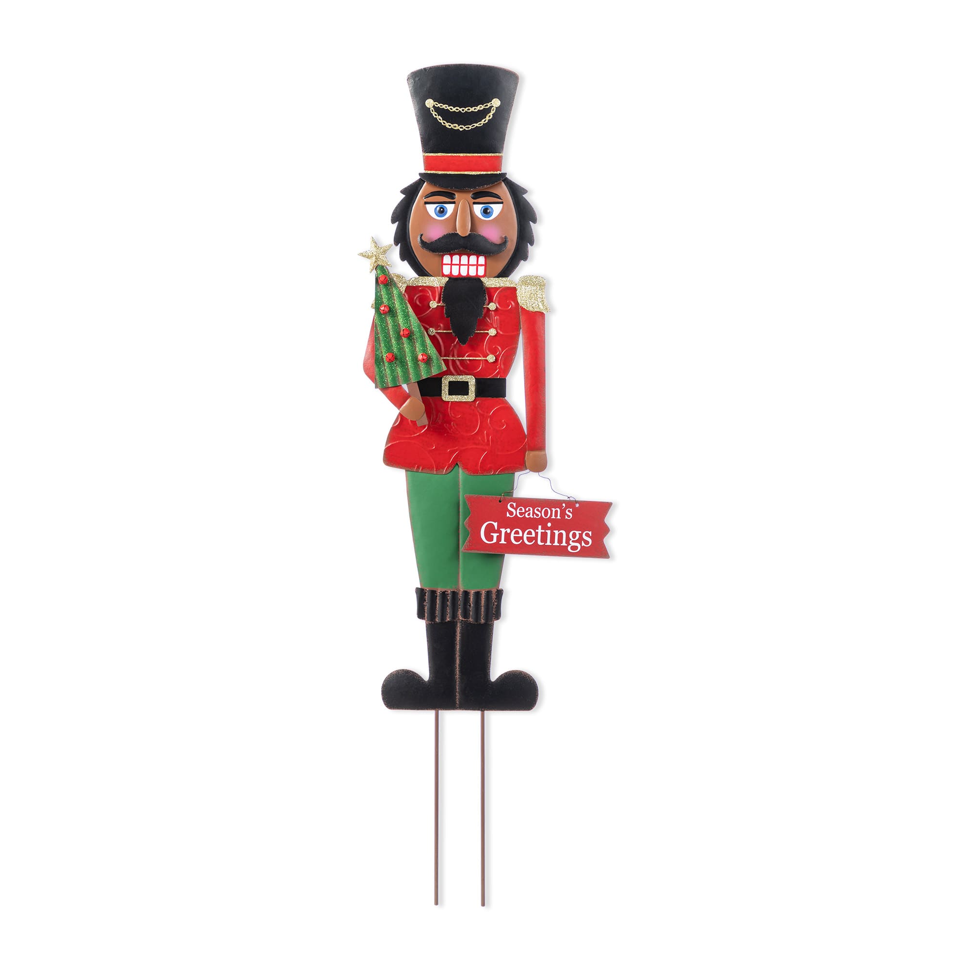 Glitzhome® 36" Christmas Metal African Nutcracker Yard Stake