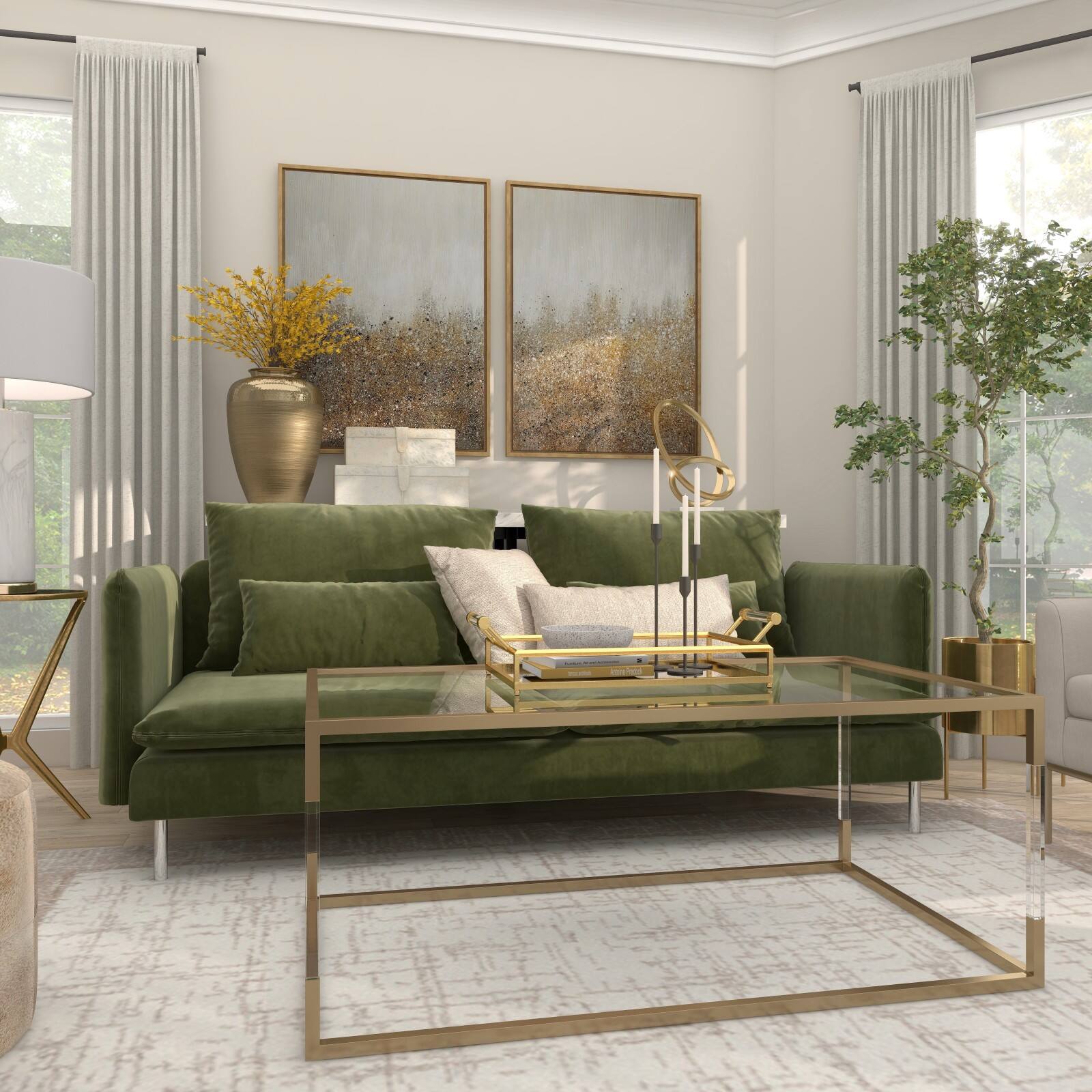 18" Gold Aluminum Brushed Vase with Hammered Top