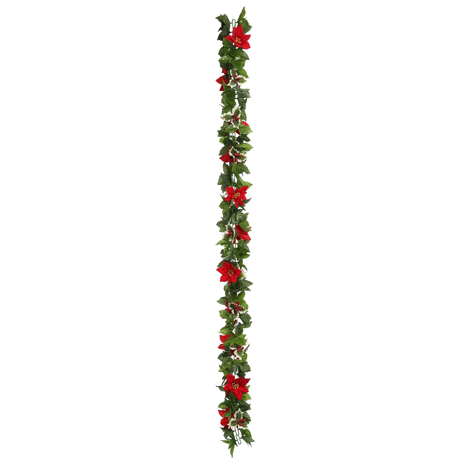 6ft. Green &#x26; Red Poinsettia &#x26; Holly Chain Garland by Ashland&#xAE;