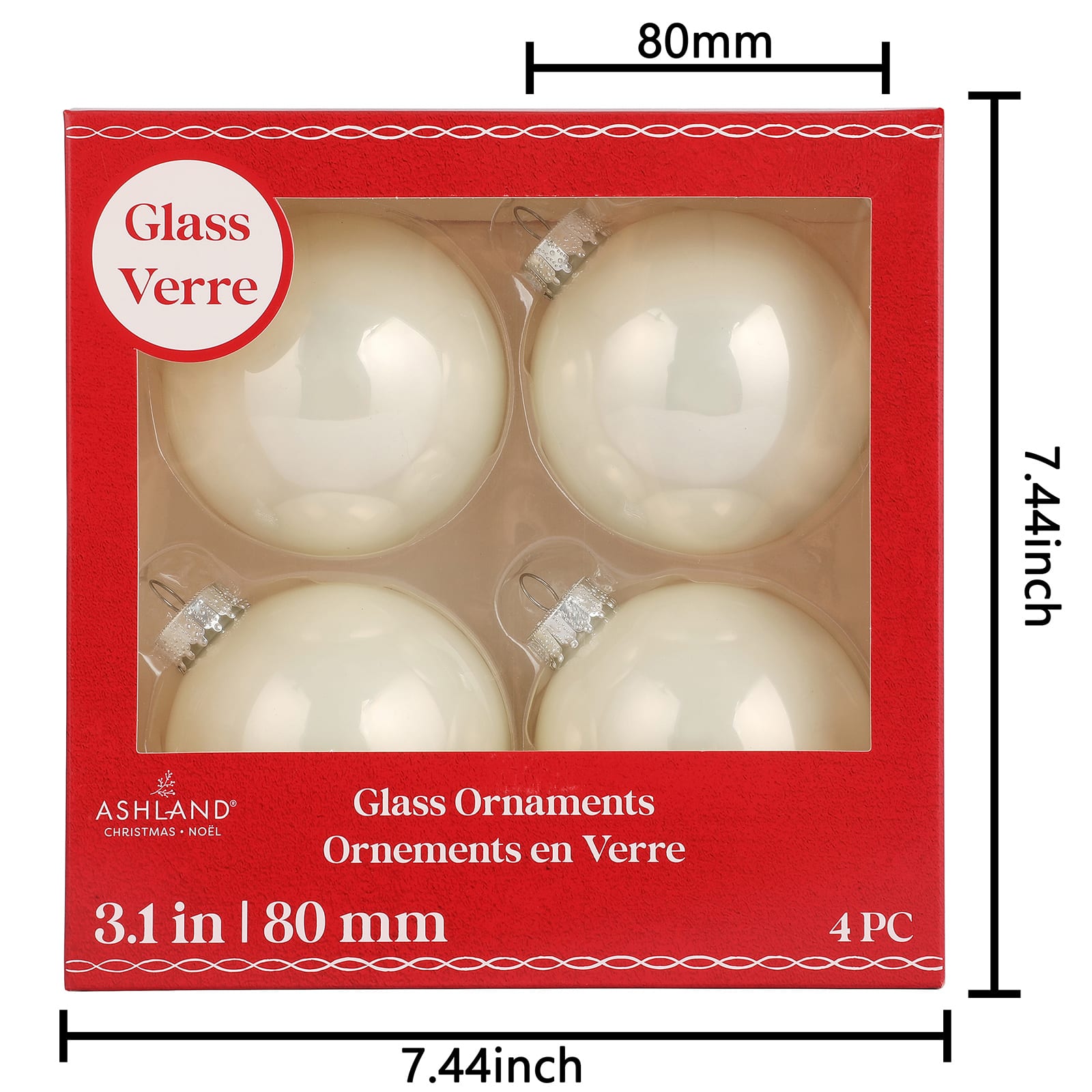 4 Pack 3.1&#x22; Shiny Glass Ball Ornaments by Ashland&#xAE;