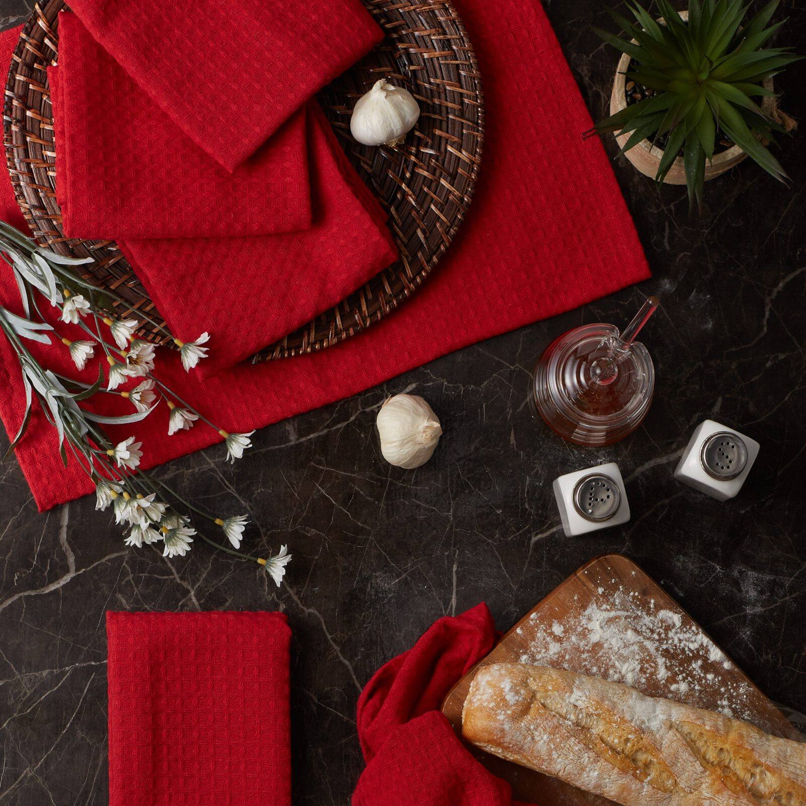 DII® Red Recycled Cotton Waffle Dish Towels, 6ct.