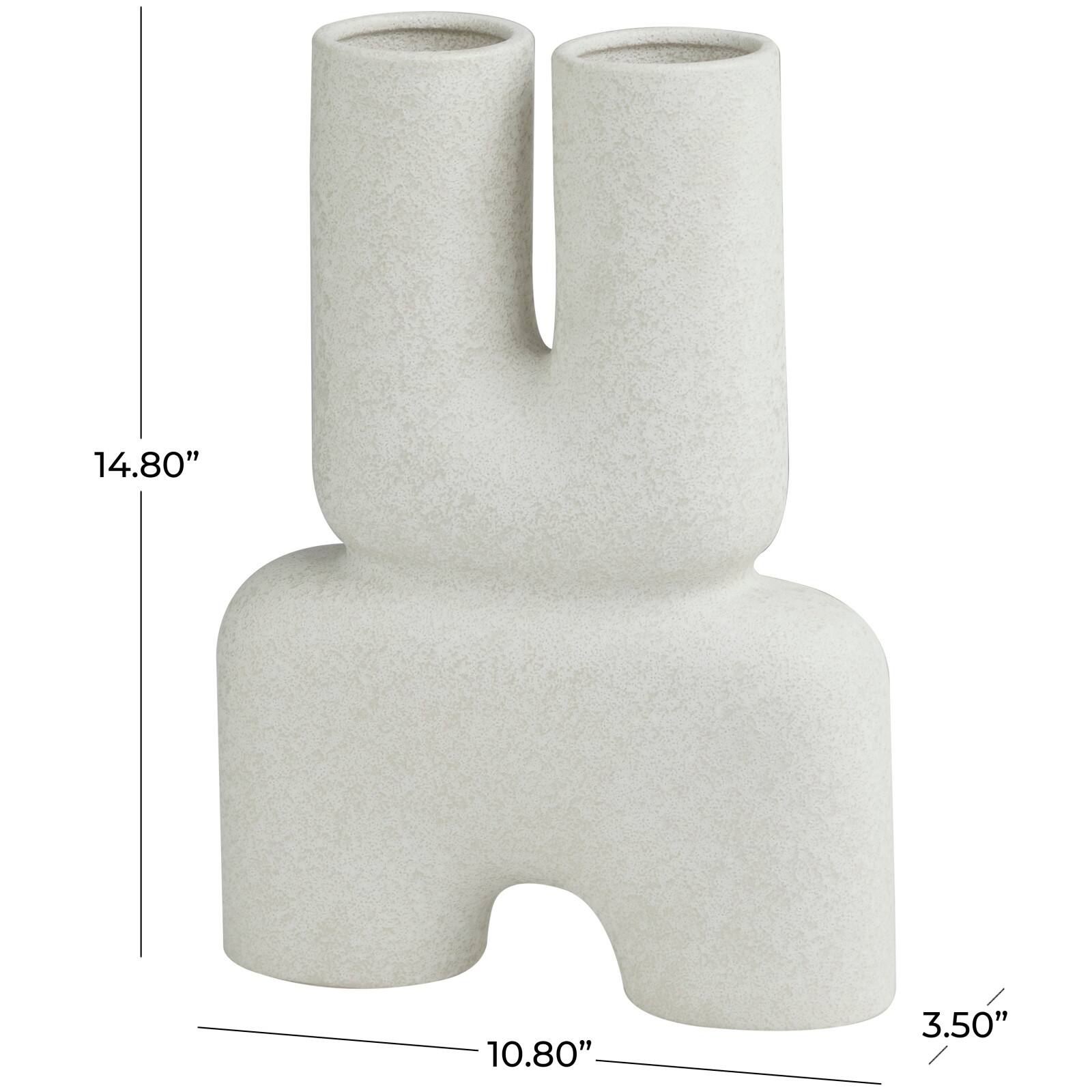 The Novogratz 15&#x22; White Ceramic U-Shaped Abstract Vase