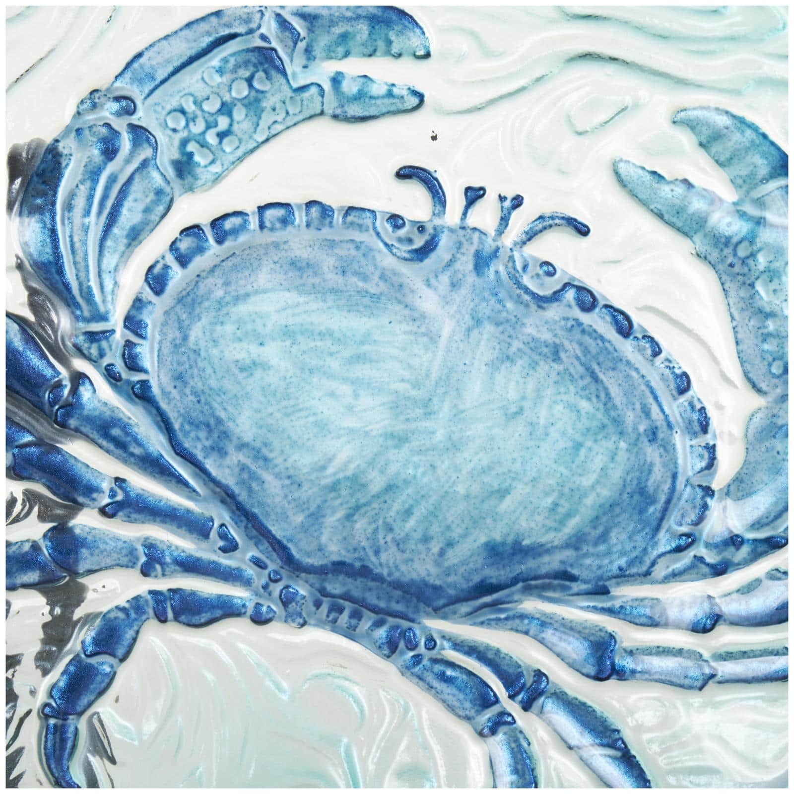 18" Blue Ombre Crab Glass Charger with Wavy Edge