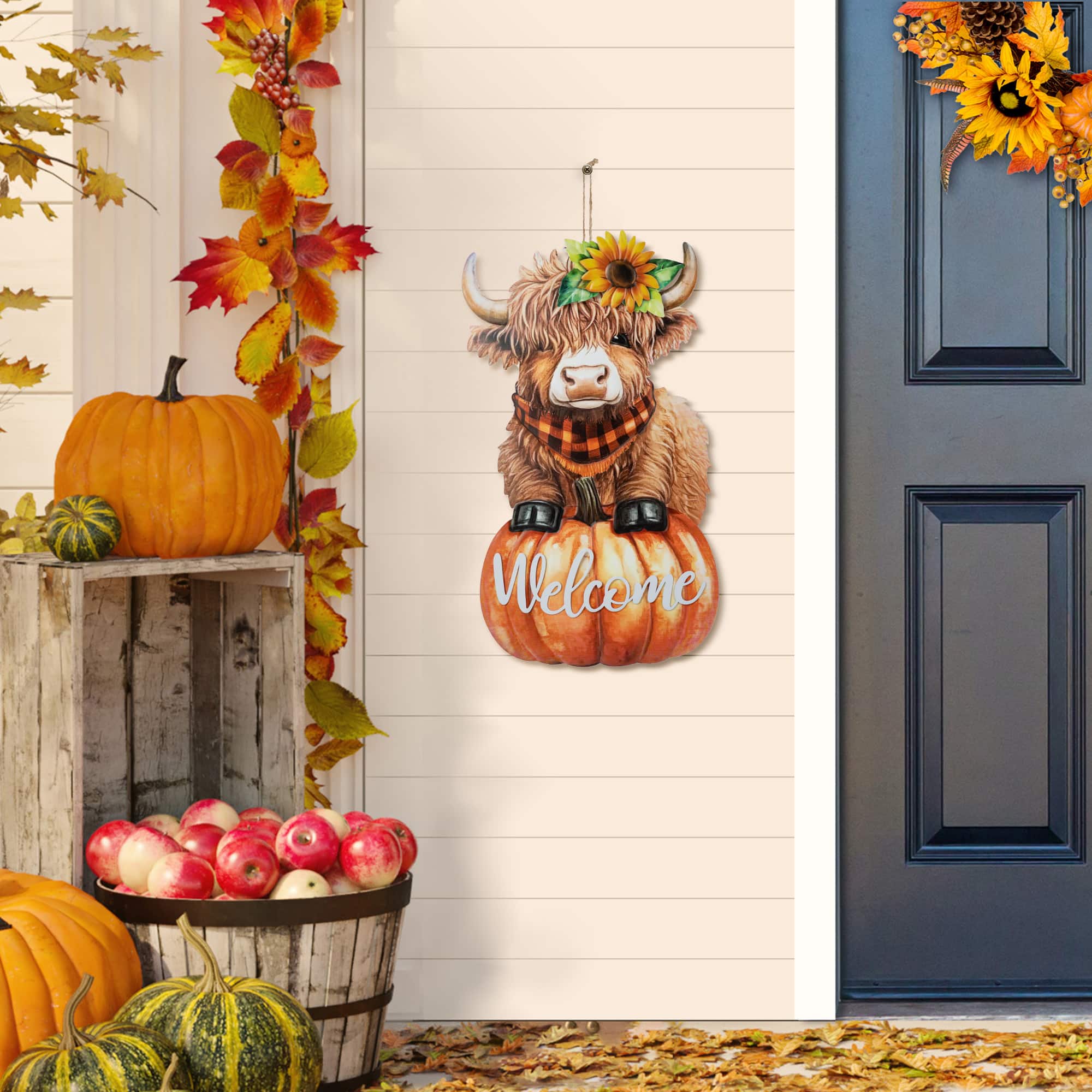 Glitzhome&#xAE; 29.75&#x22; Fall Highland Cow Yard Stake or Wall Decor