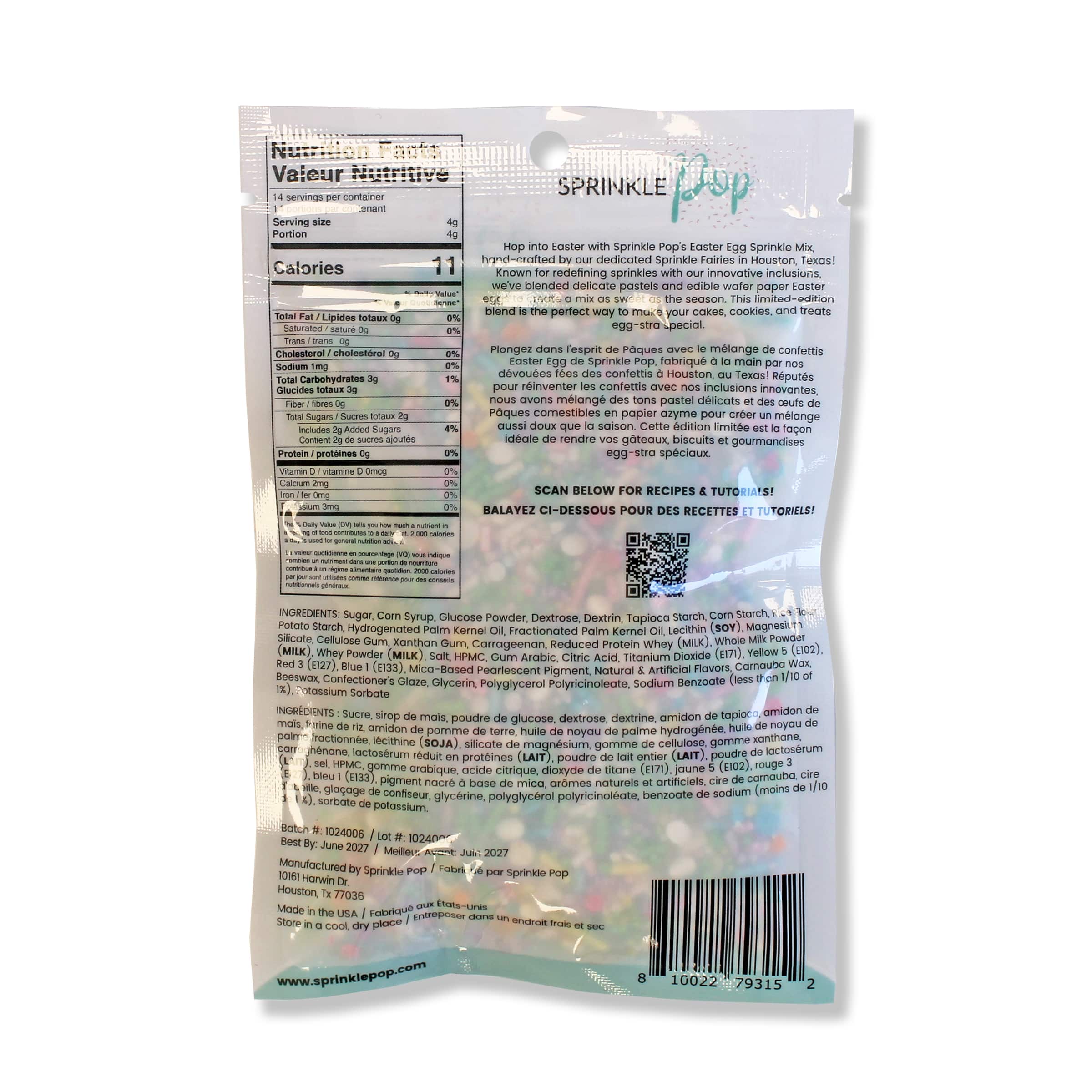 M&#xE9;lange de bonbons &#xE0; saupoudrer Oeuf de P&#xE2;ques de Sprinkle Pop, 57&#xA0;g