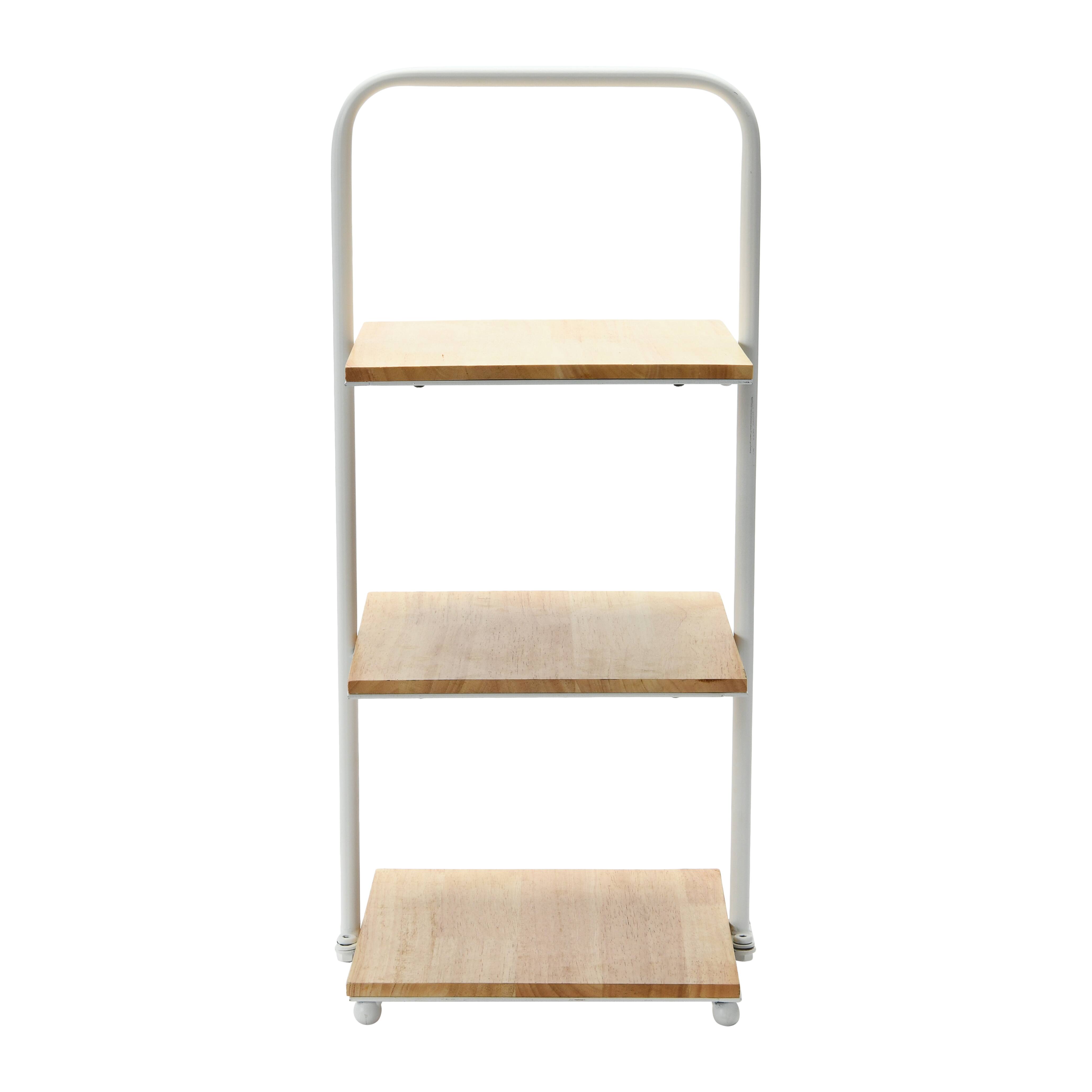 24'' White Modern Decorative Tray with 3 shelves