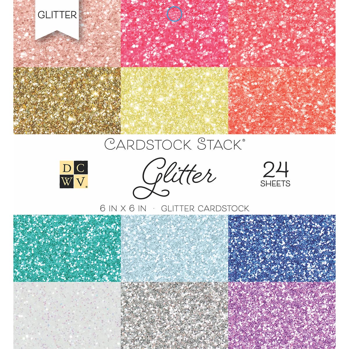 DCWV&#xAE; Glitter Cardstock Stack&#xAE; Paper Pad, 6&#x22; x 6&#x22;