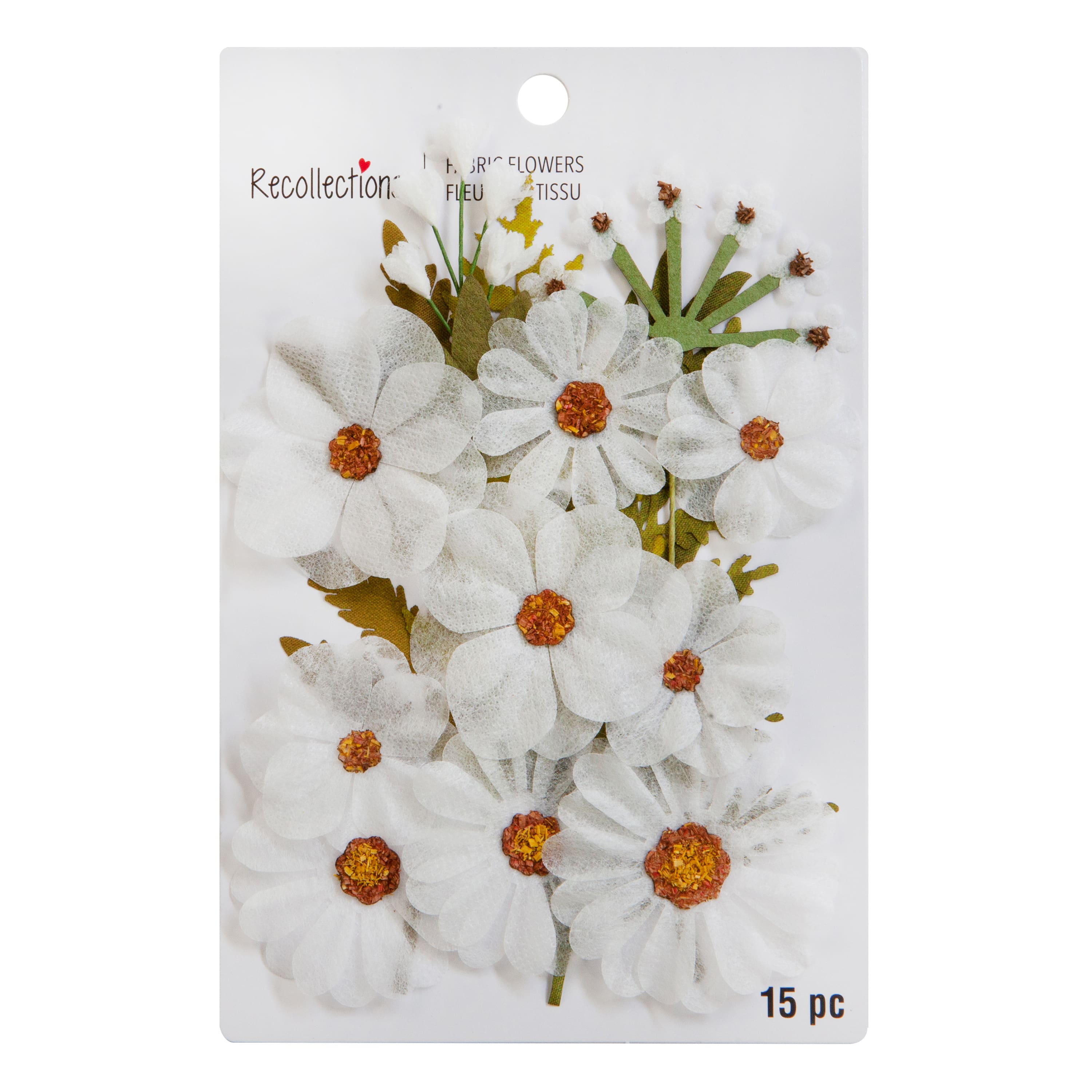 12 Packs: 15 ct. (180 total) White Fabric Pressed Flower Embellishments by Recollections™