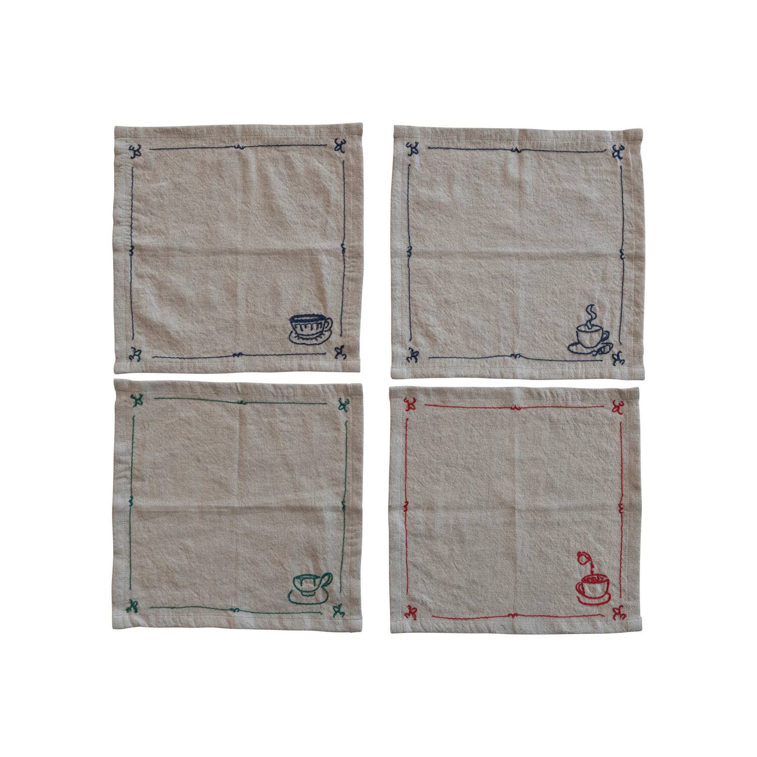 Coffee &#x26; Tea Cotton &#x26; Linen Cocktail Napkins, 4ct.