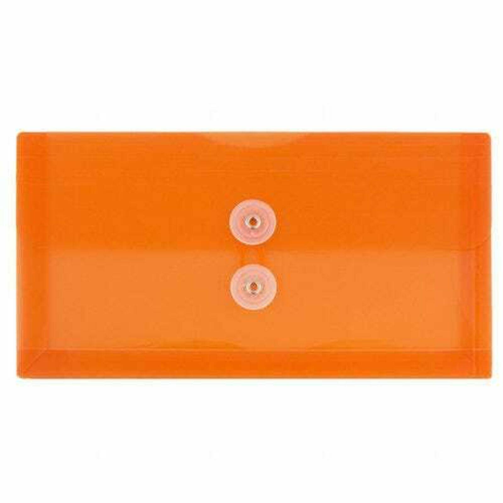 JAM Paper 5.25" x 10" Plastic #10 Business Envelope with Button and String Tie Closure, 108ct.