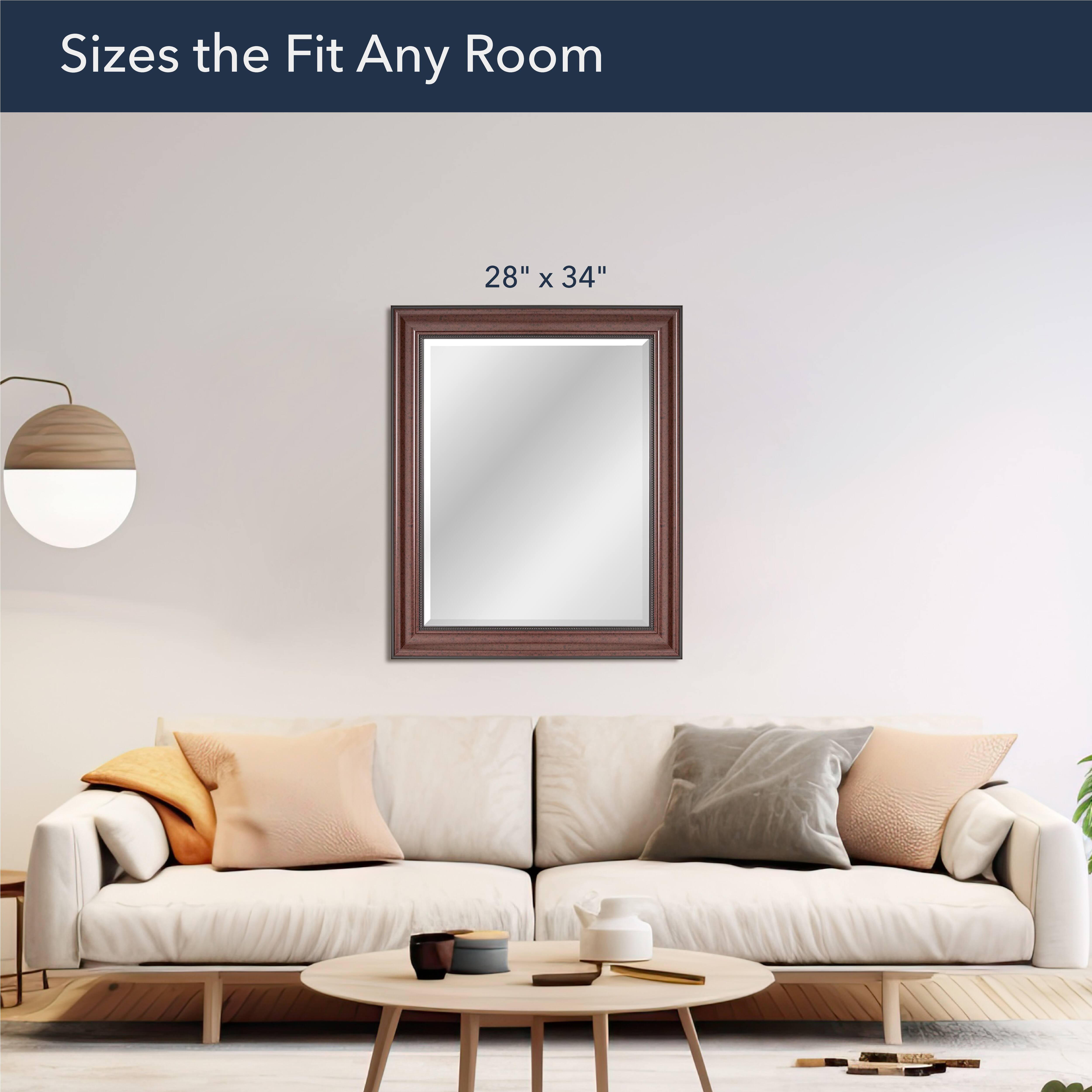 Head West Deep Cherry 28" x 34" Framed Beveled Accent Vanity Mirror