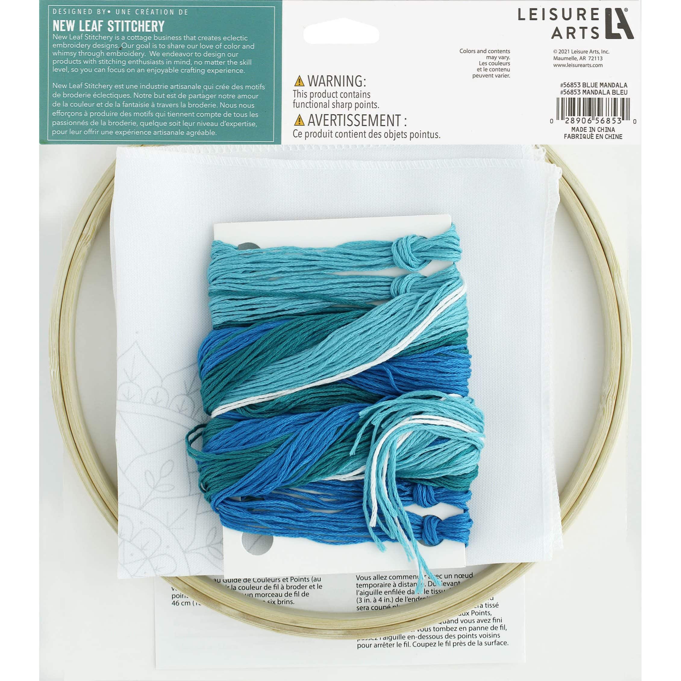 Leisure Arts&#xAE; 8&#x22; Blue Mandala Embroidery Kit