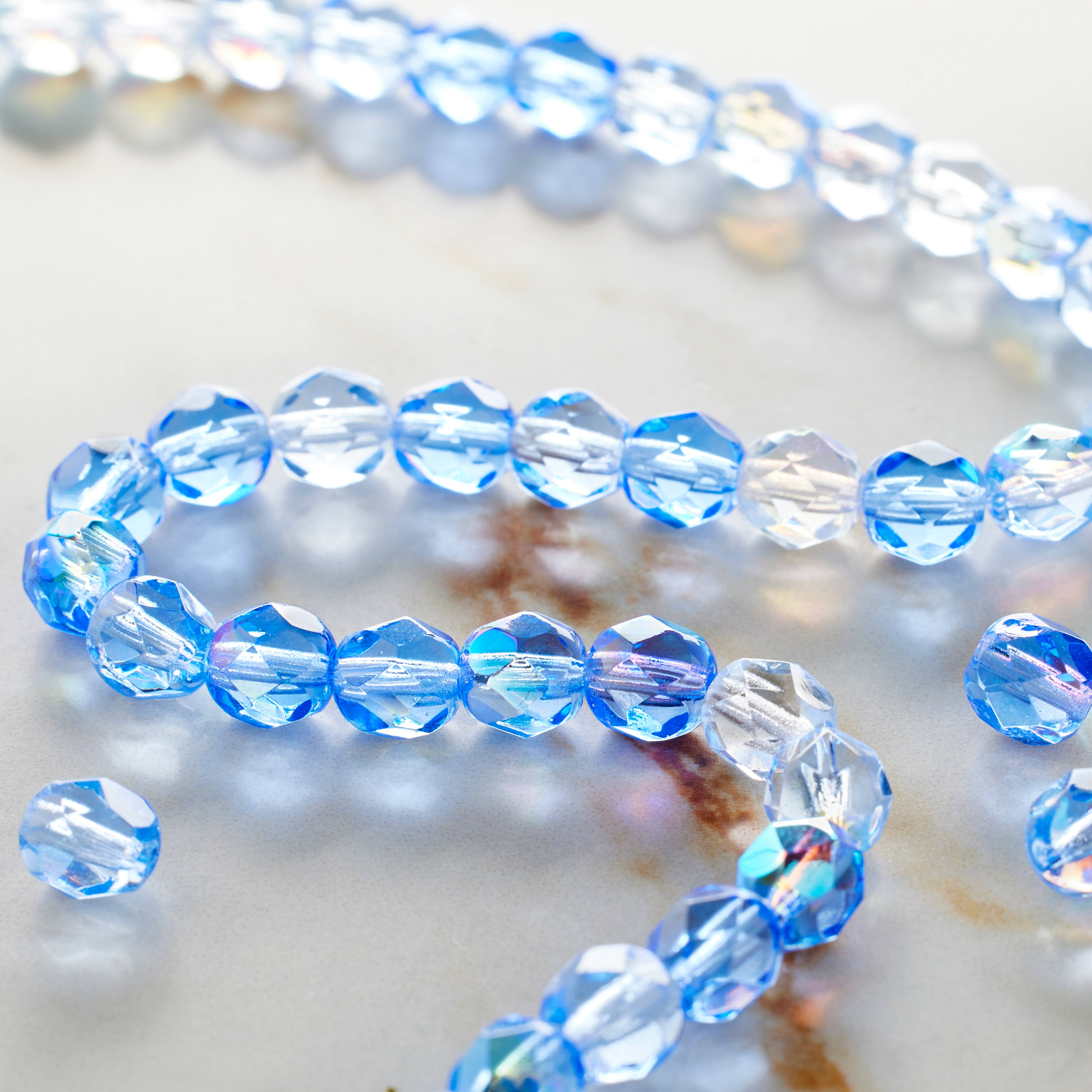 Vintage 3mm Translucent Aquamarine Blue Glass Beads 100 