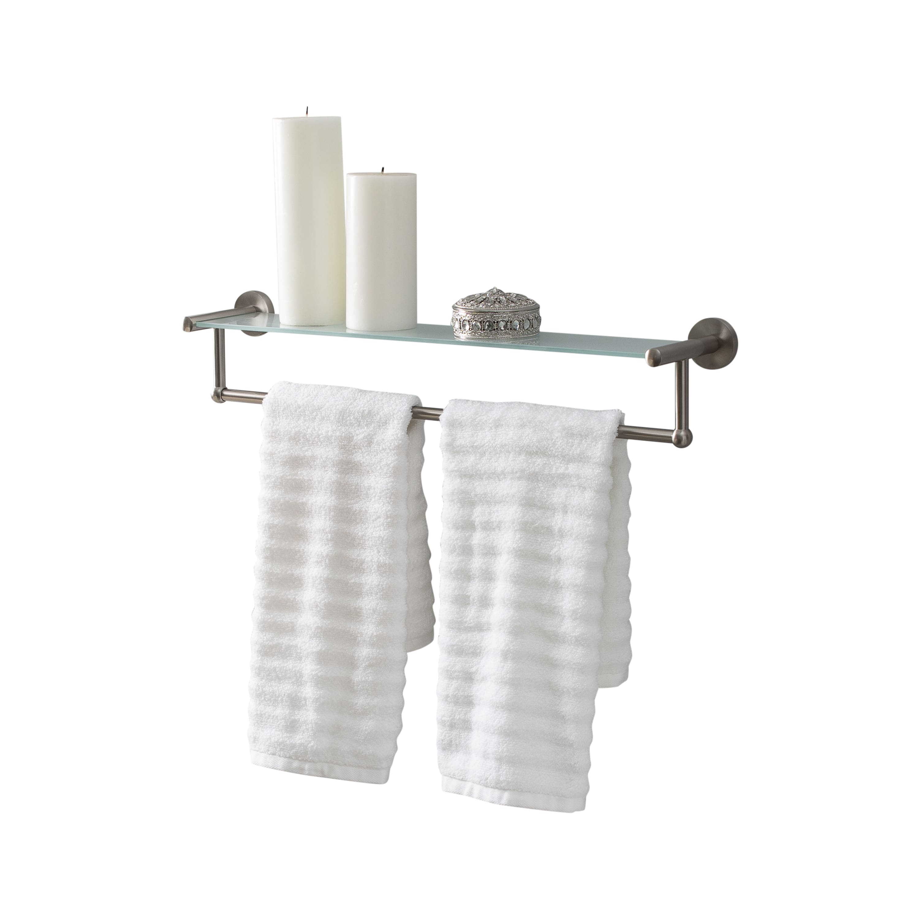 Organize It All Satin Nickel Glass Shelf &#x26; Towel Bar 